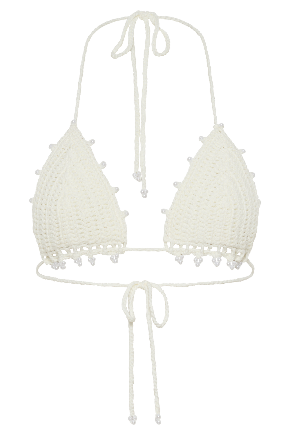 Sadie Pearl Knit Bikini Top - White