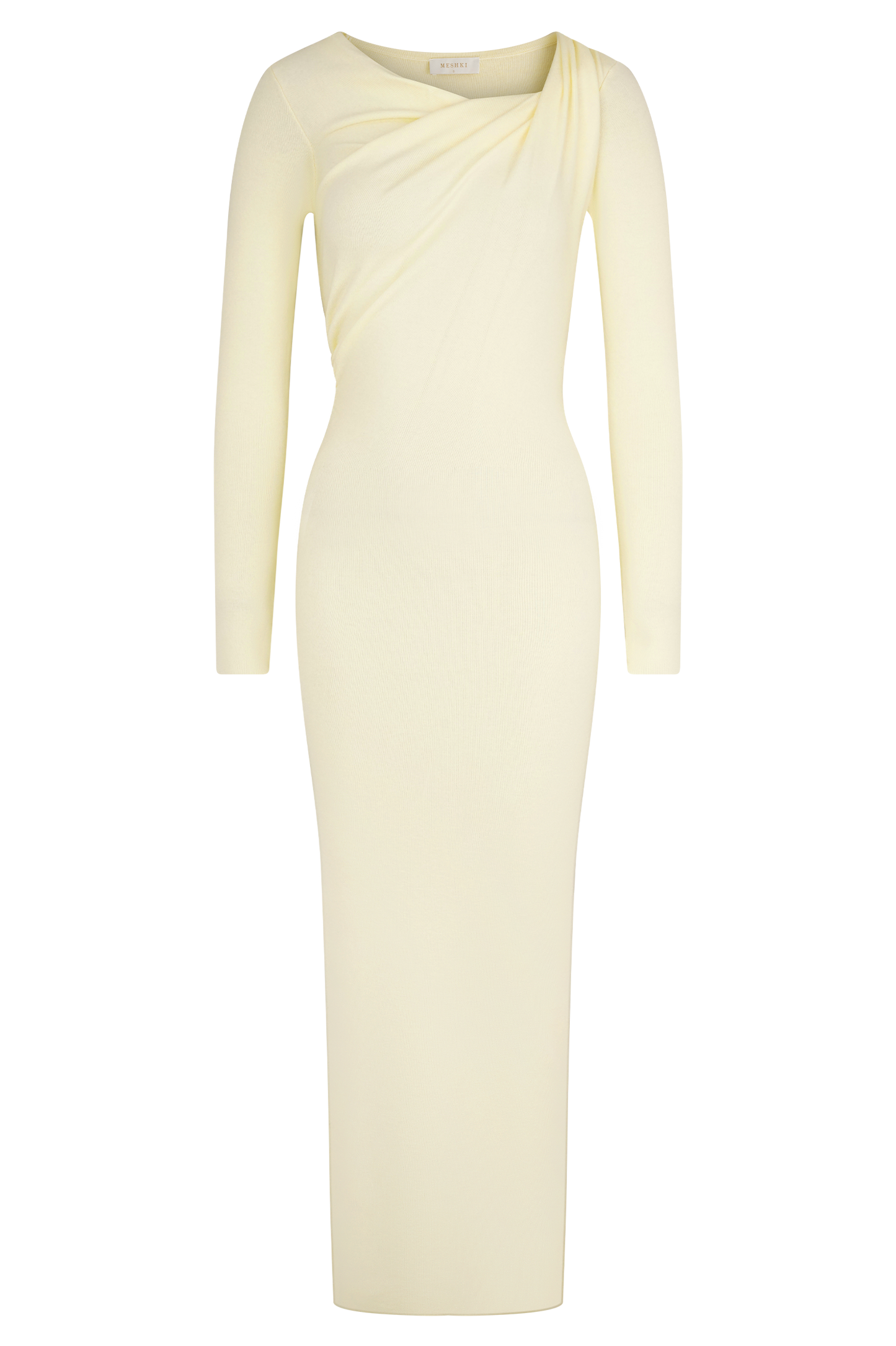 Culver Draped Twist Knit Midi Dress - Cream