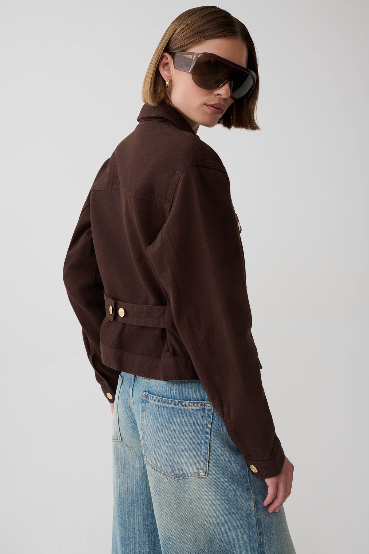 Renee Belted Denim Jacket - Chocolate