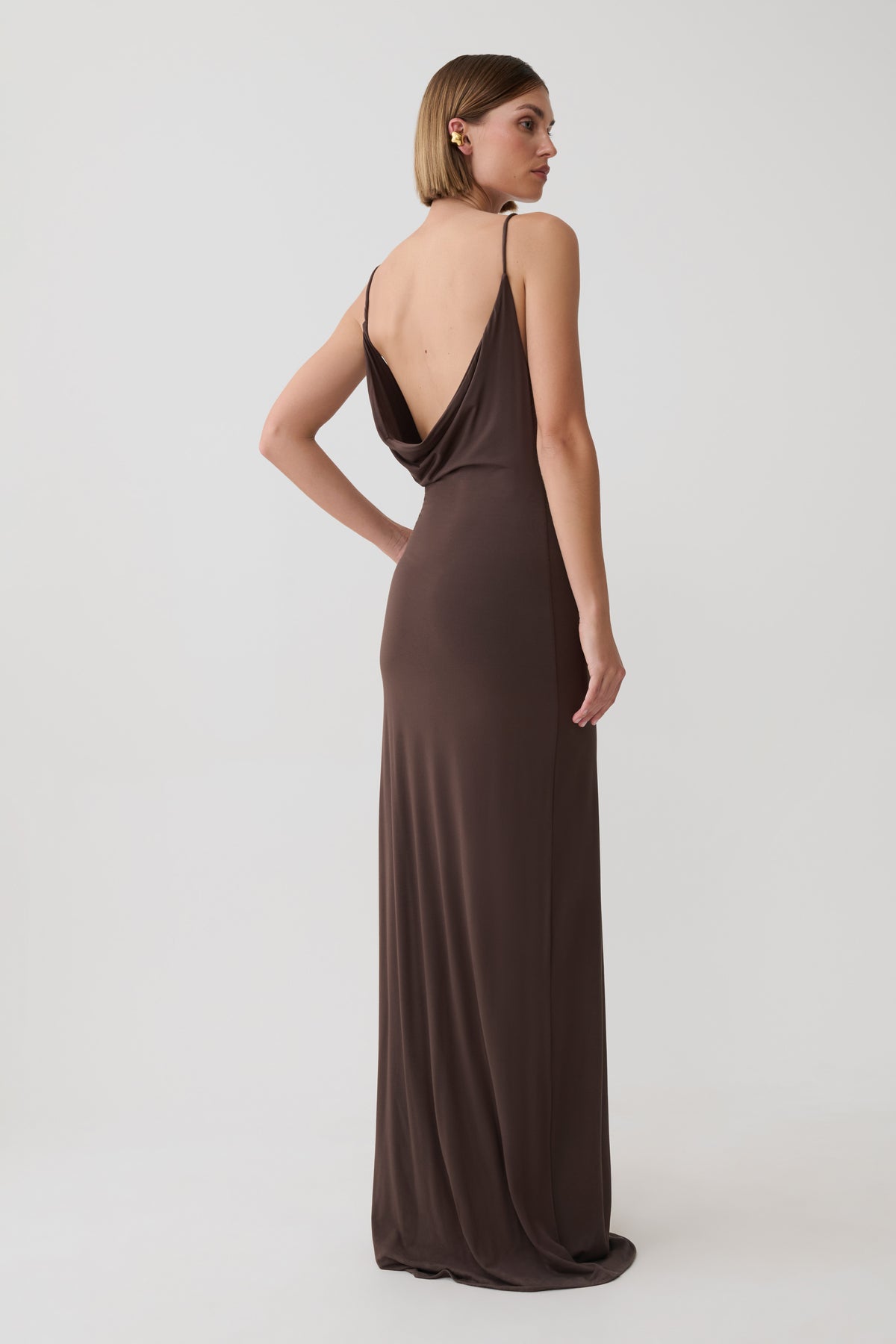 Joni Cowl Maxi Dress - Bitter Chocolate