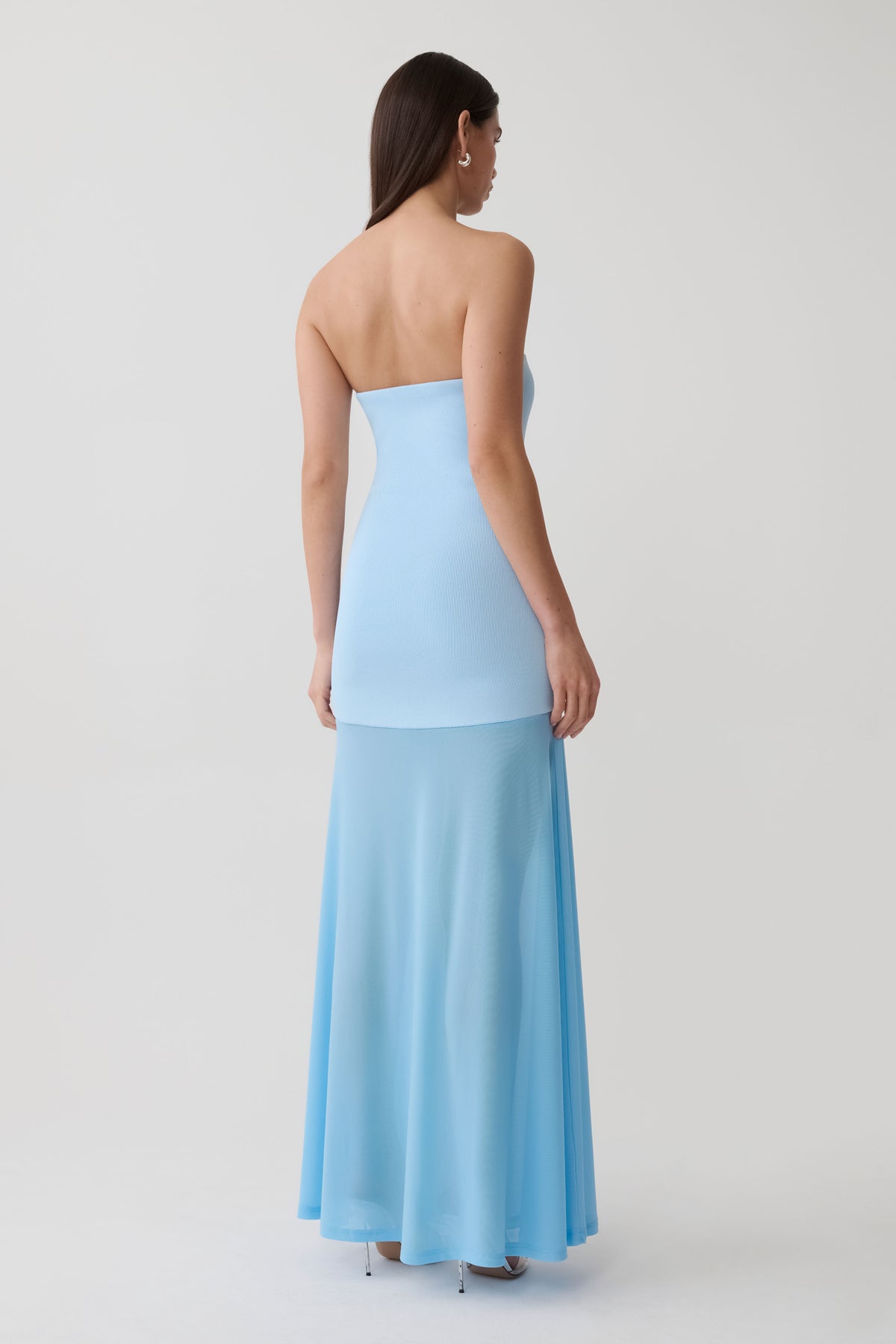 Louie Strapless Knit Maxi Dress - Baby Blue