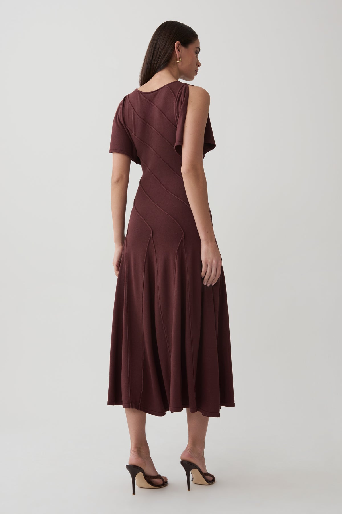 Lani Asymmetrical Knit Midi Dress - Chocolate
