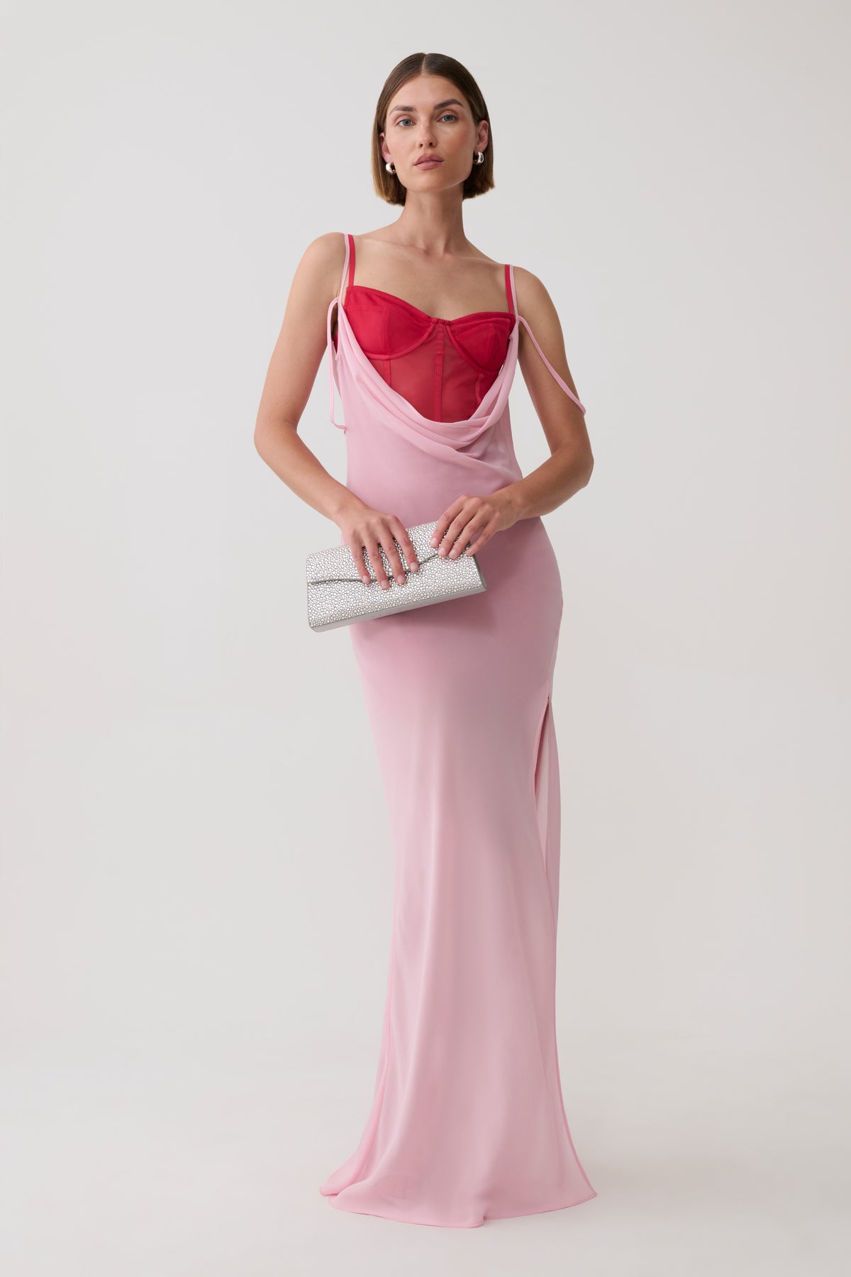 Alexandra Layered Chiffon Maxi Dress - Pink/Cherry