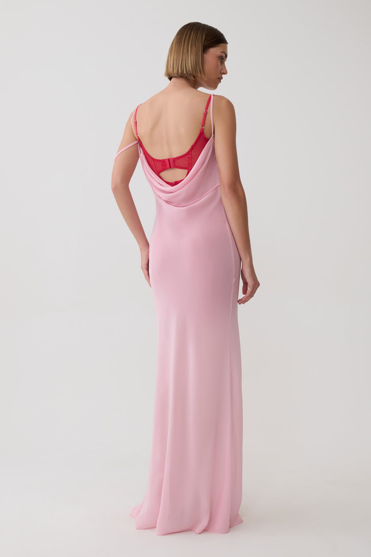 Alexandra Layered Chiffon Maxi Dress - Pink/Cherry