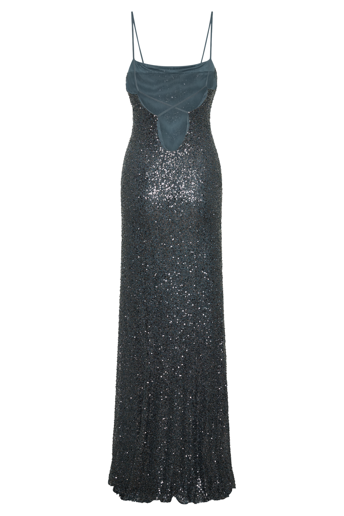 Alyah Beaded Sheer Maxi Dress - Charcoal
