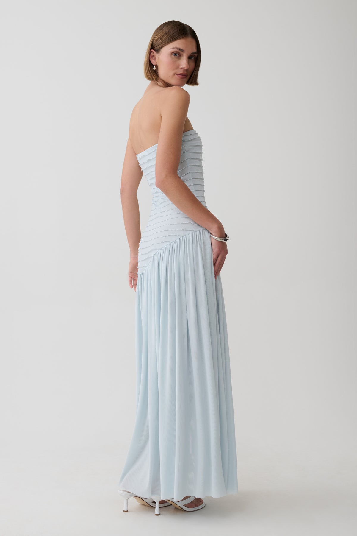 Ciara Frilled Bodice Maxi Dress - Sky Blue