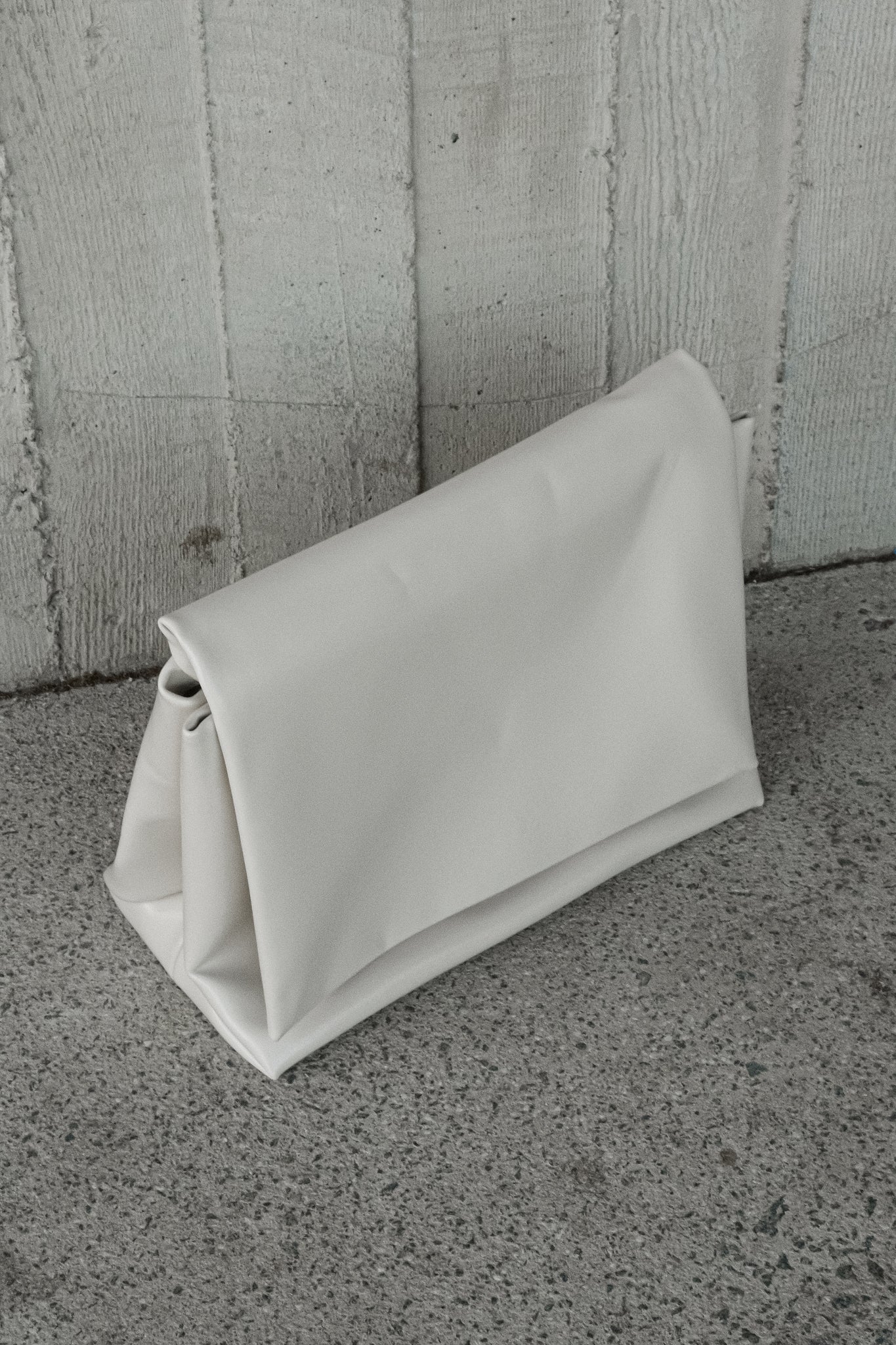 Kiera Faux Leather Oversized Clutch - Ivory