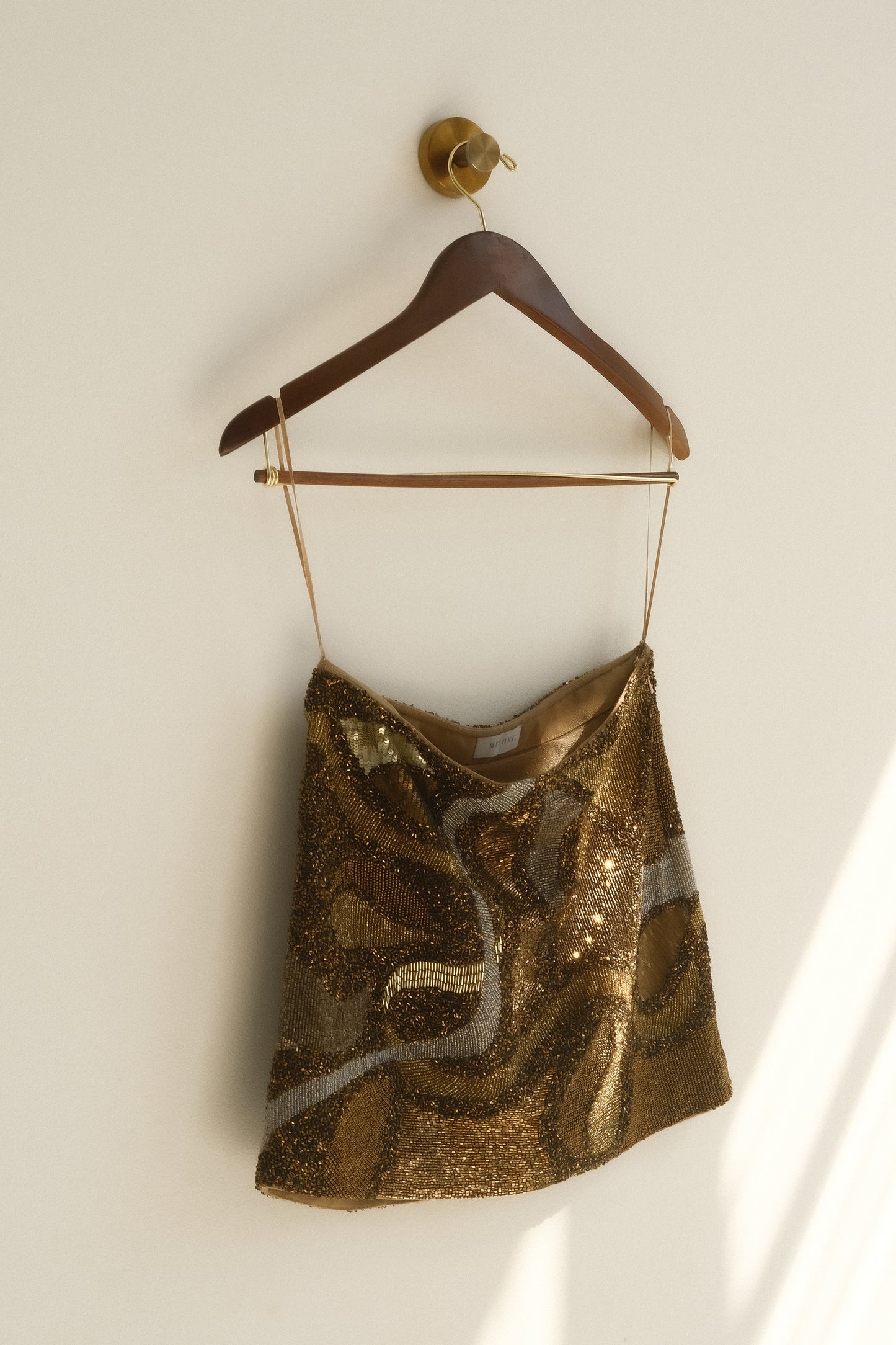 Asher Hand Beaded Abstract Mini Skirt - Gold