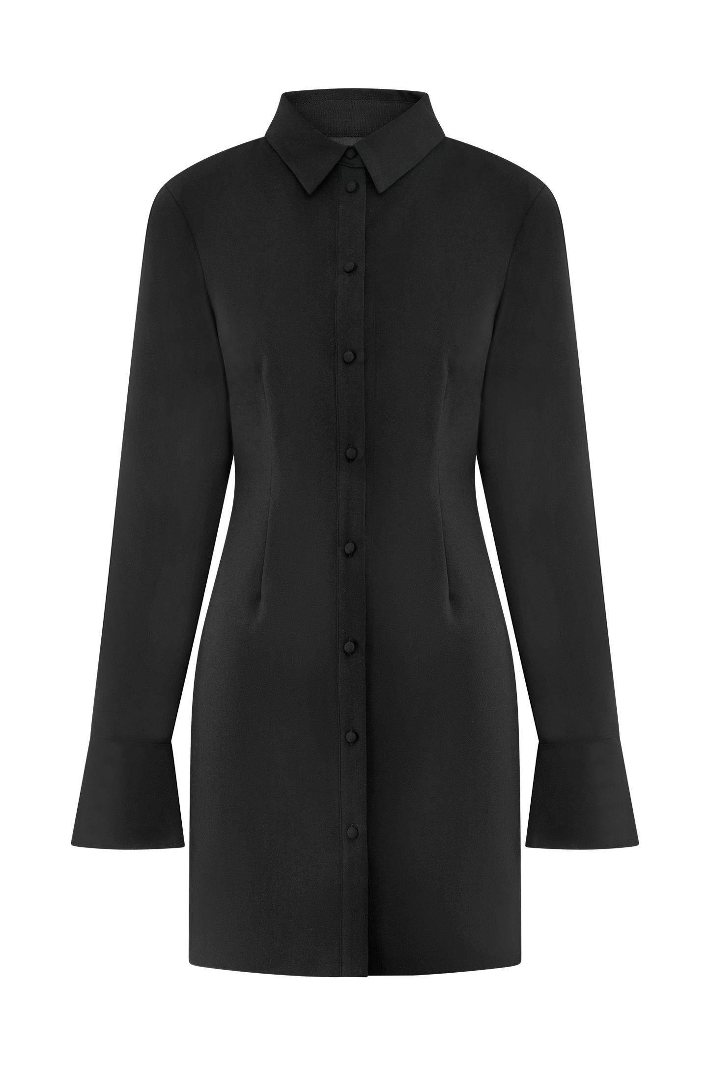 Dorian Fitted Shirt Mini Dress - Black