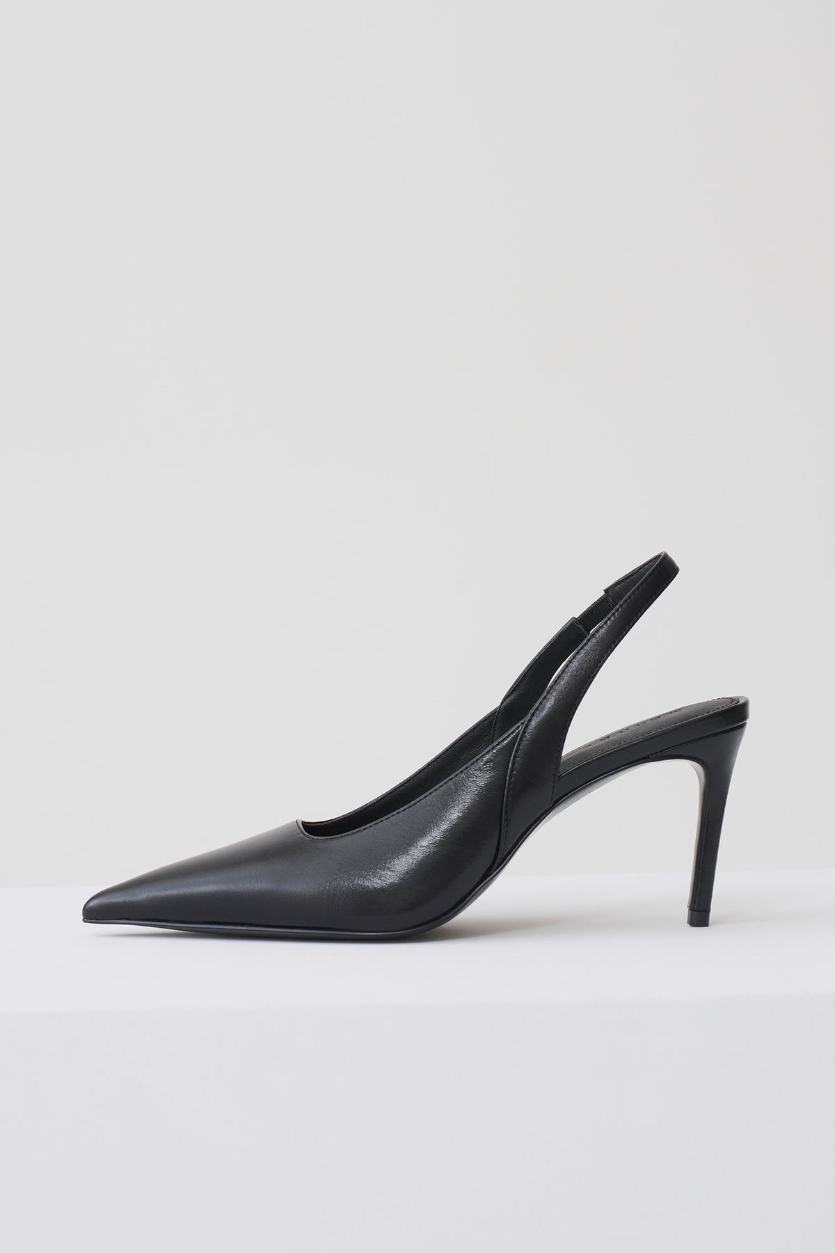 Samar Pointed Sling Back Heels - Black
