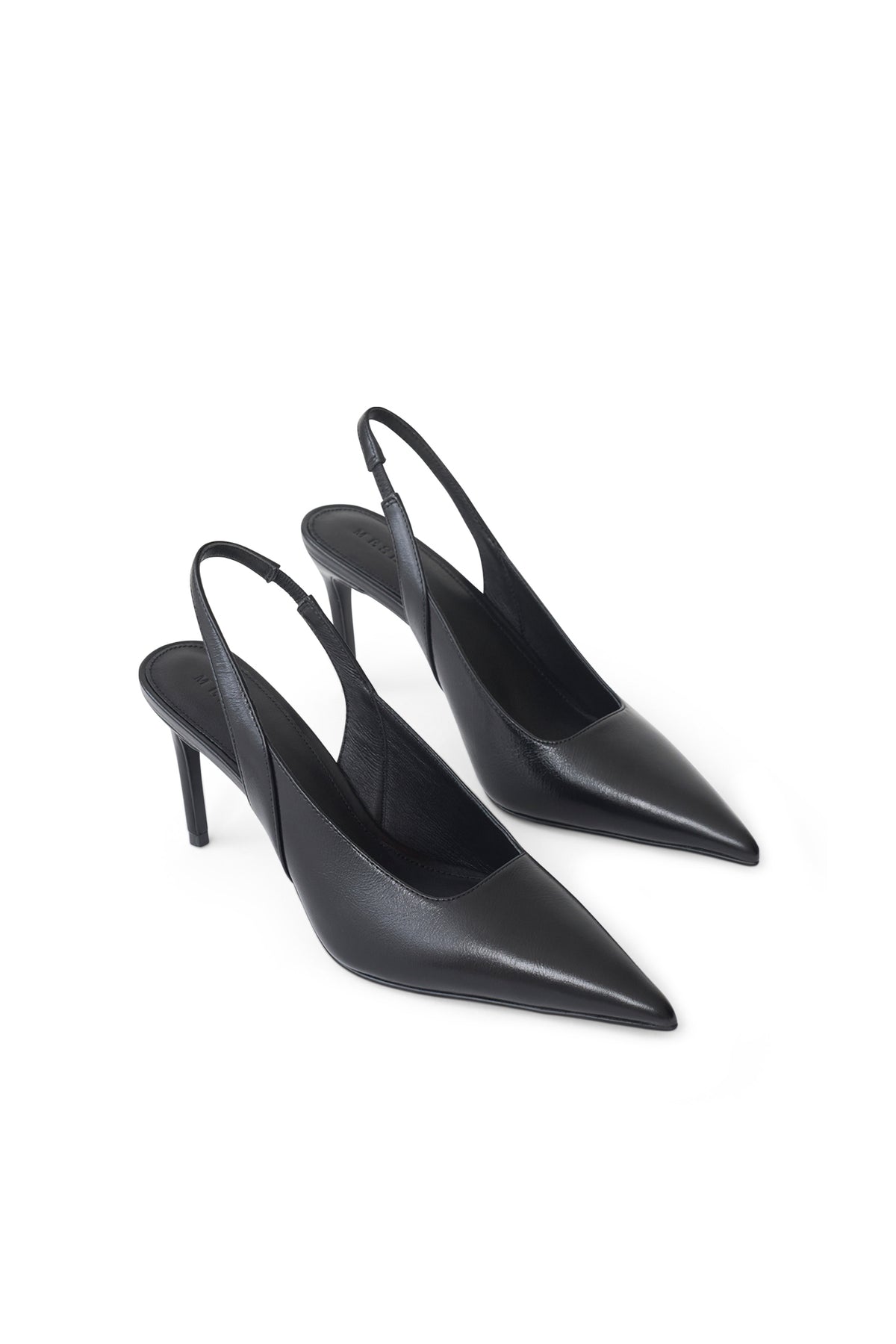 Samar Pointed Sling Back Heels - Black