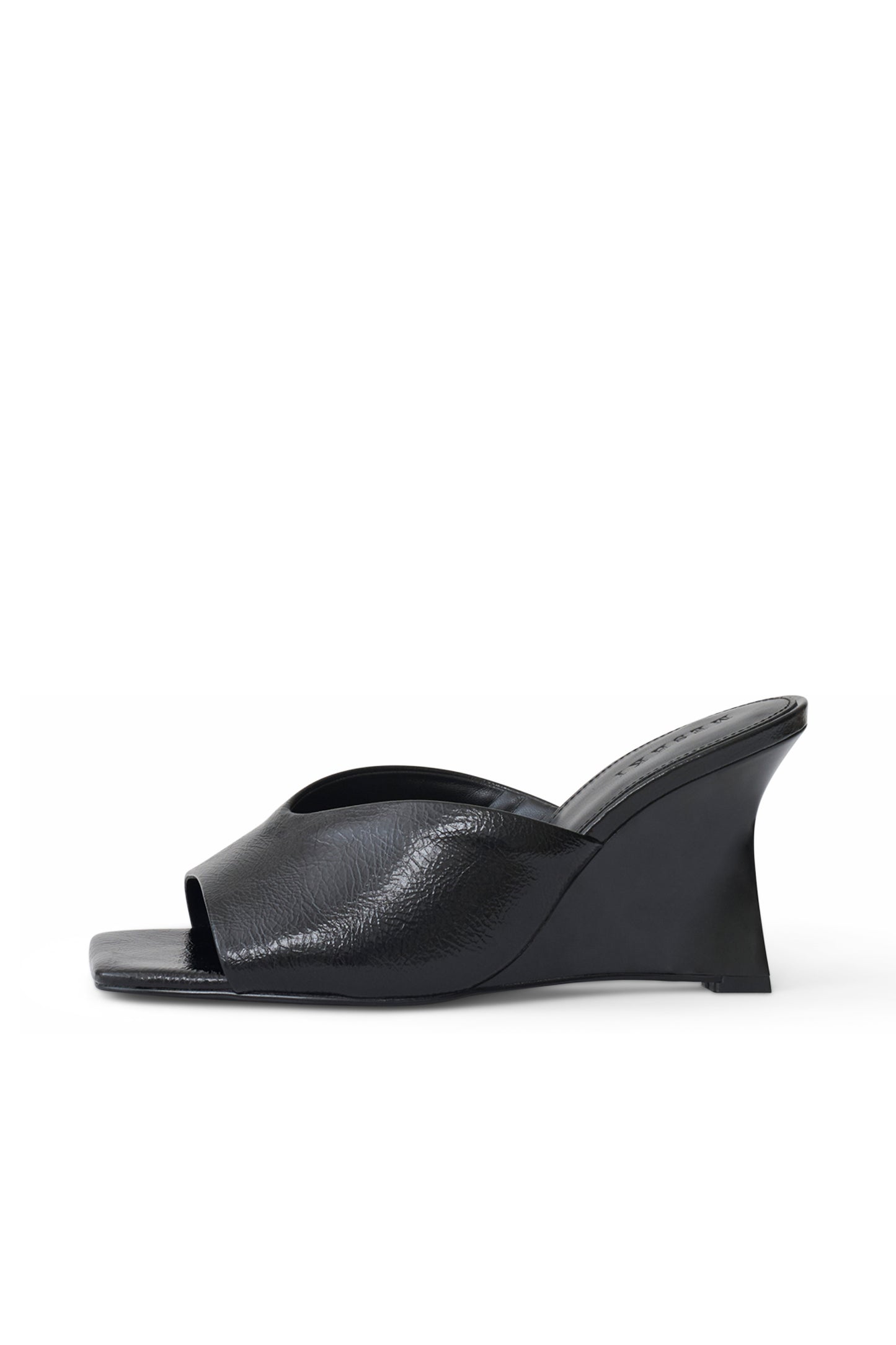 Jody Square Toe Wedge - Black Crinkle Pu