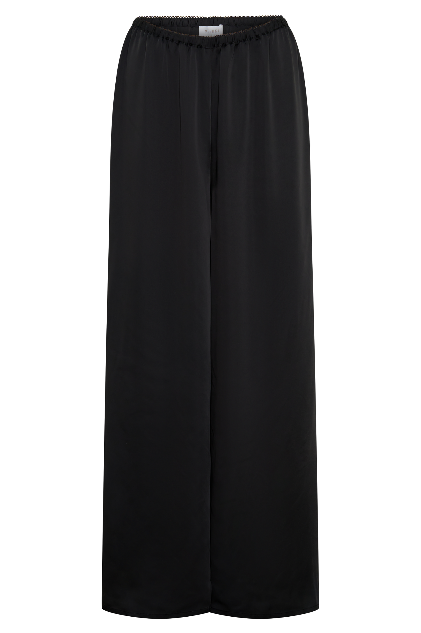 Alysa Satin And Lace Straight Pants - Black
