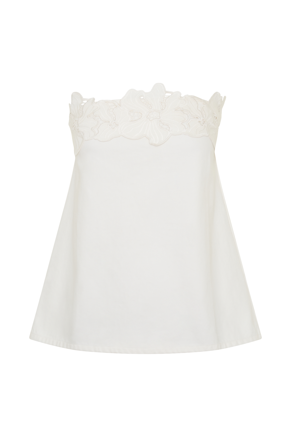 Anamarie Denim Floral Strapless Top - White