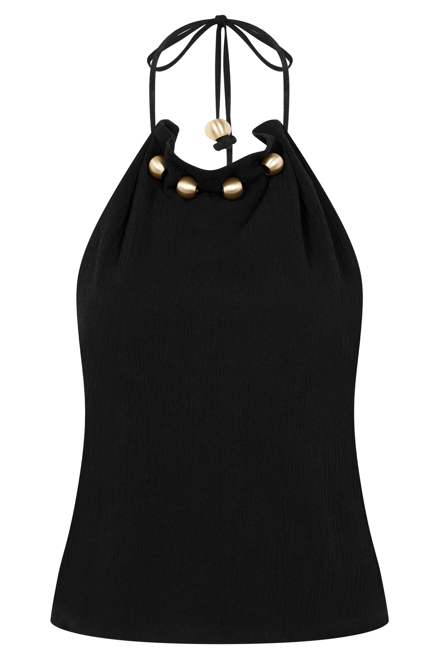 Abeda Cotton Top With Hardware - Black