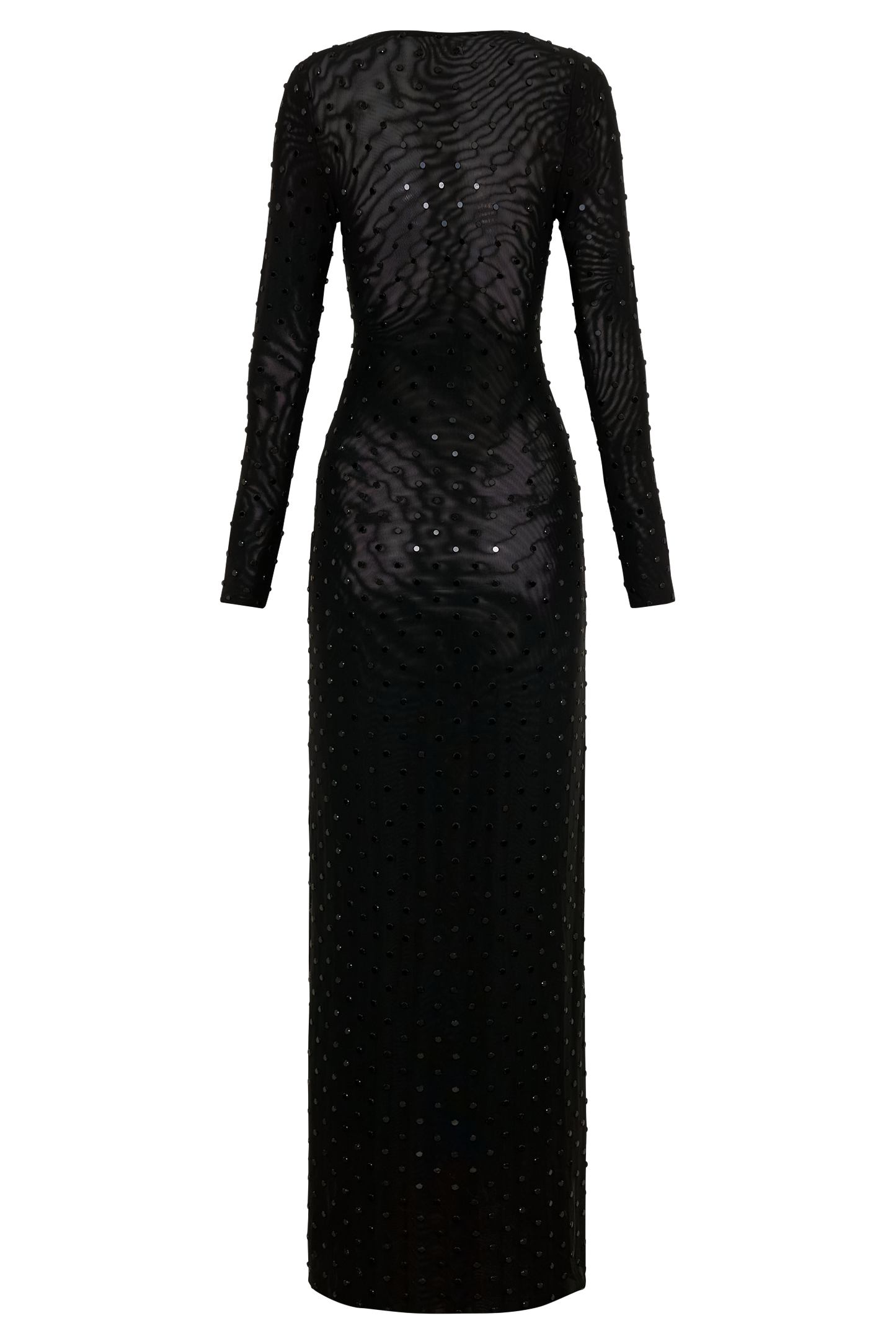 Acadia Diamante Long Sleeve Maxi Dress - Black