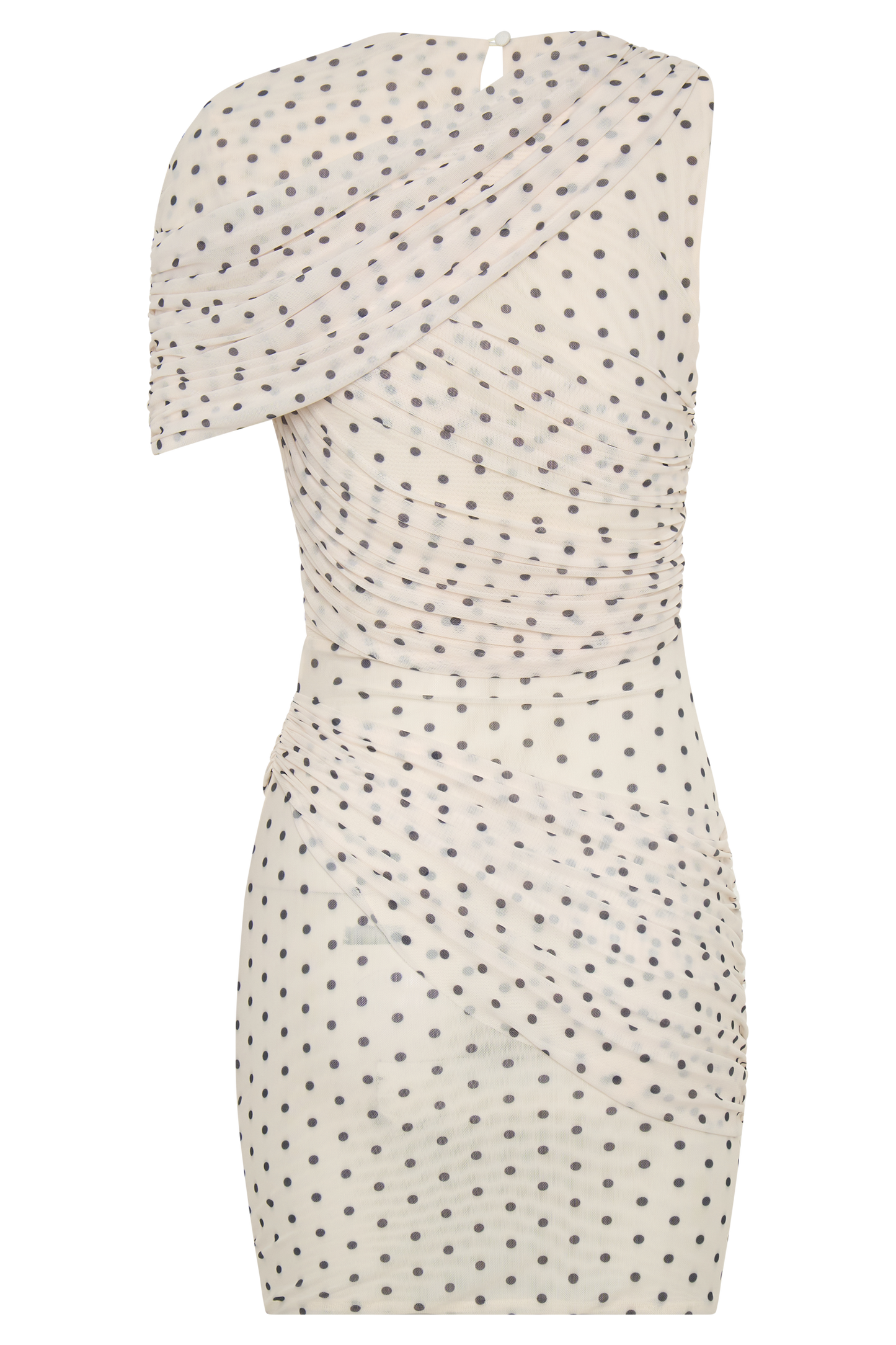Adrienne One Shoulder Mesh Mini Dress - Polka Dot