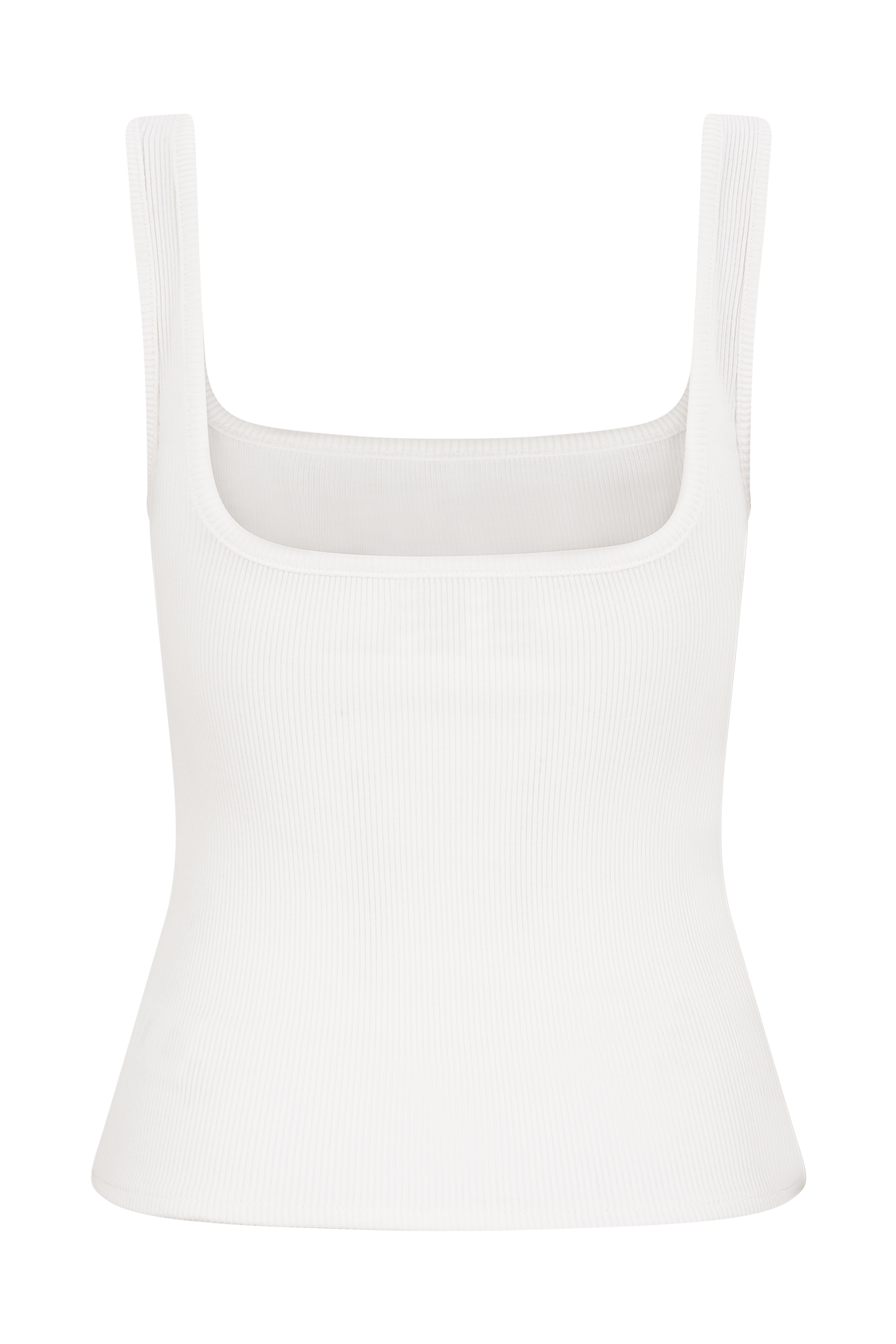 Aisling Ribbed Square Neck Sleeveless Top - Ivory