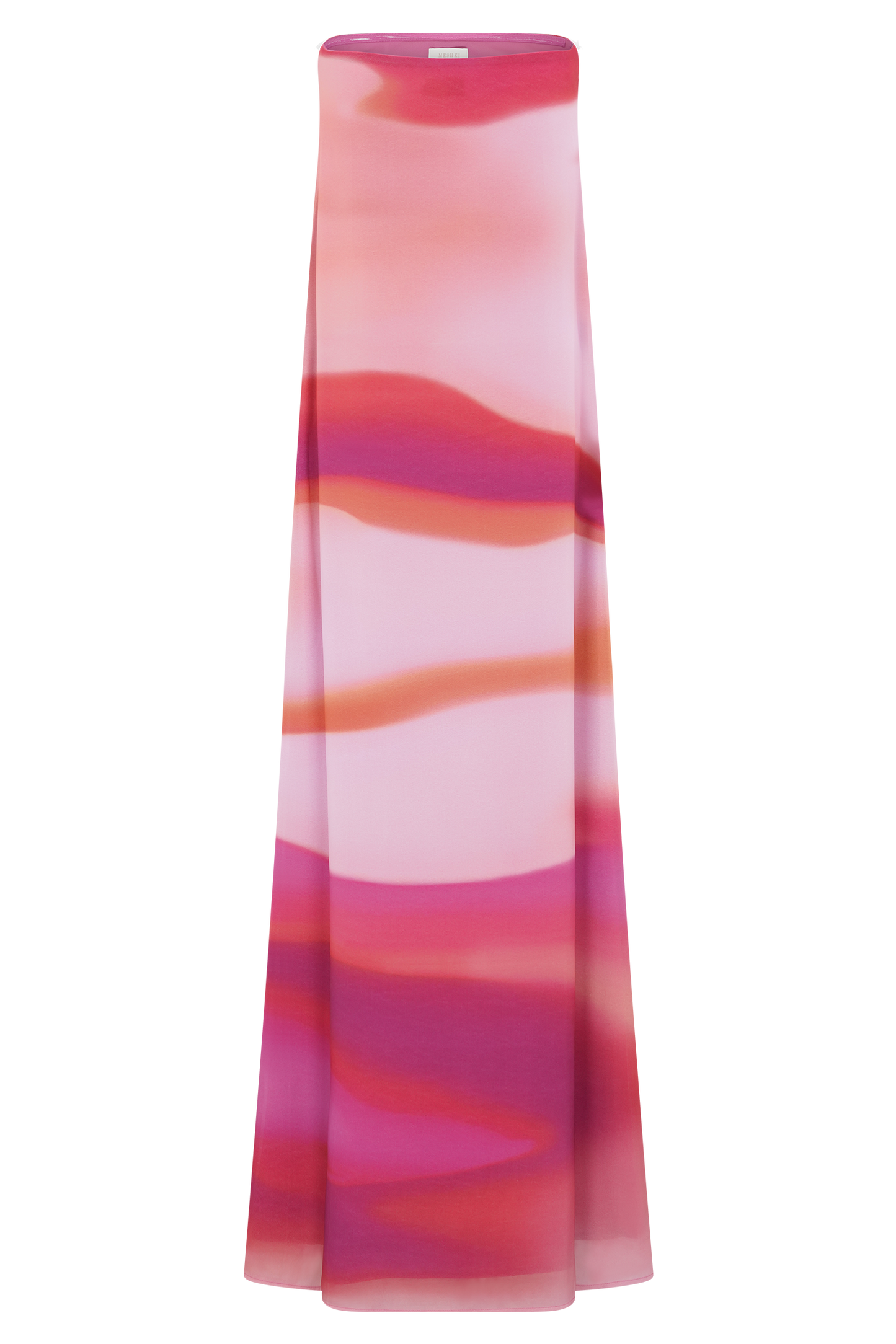 Amaya Strapless Chiffon Maxi Dress - Pink Sunset Print