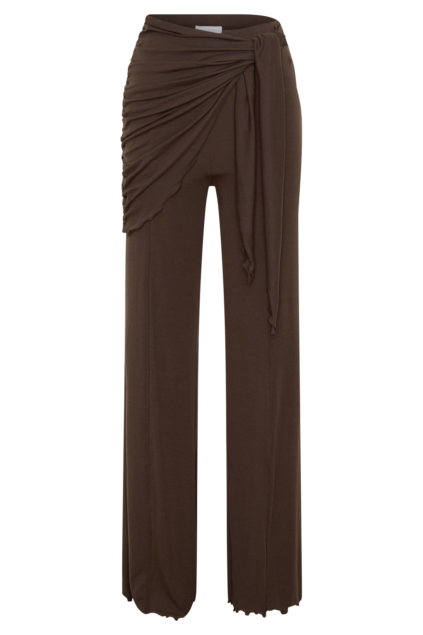 Anfie Straight Leg Pants With Waist Wrap - Dark Chocolate