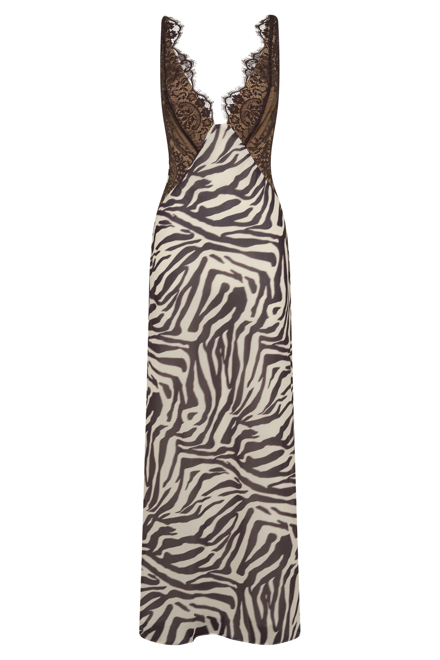 Angeline Lace And Chiffon Maxi Dress - Abstract Zebra Print