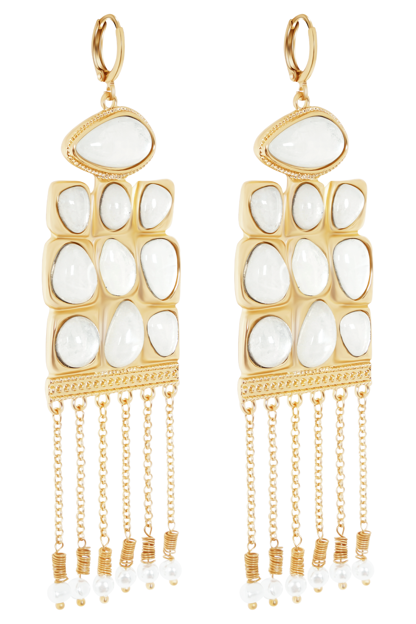 Annika Horizontal Resin Drop Earrings - Gold