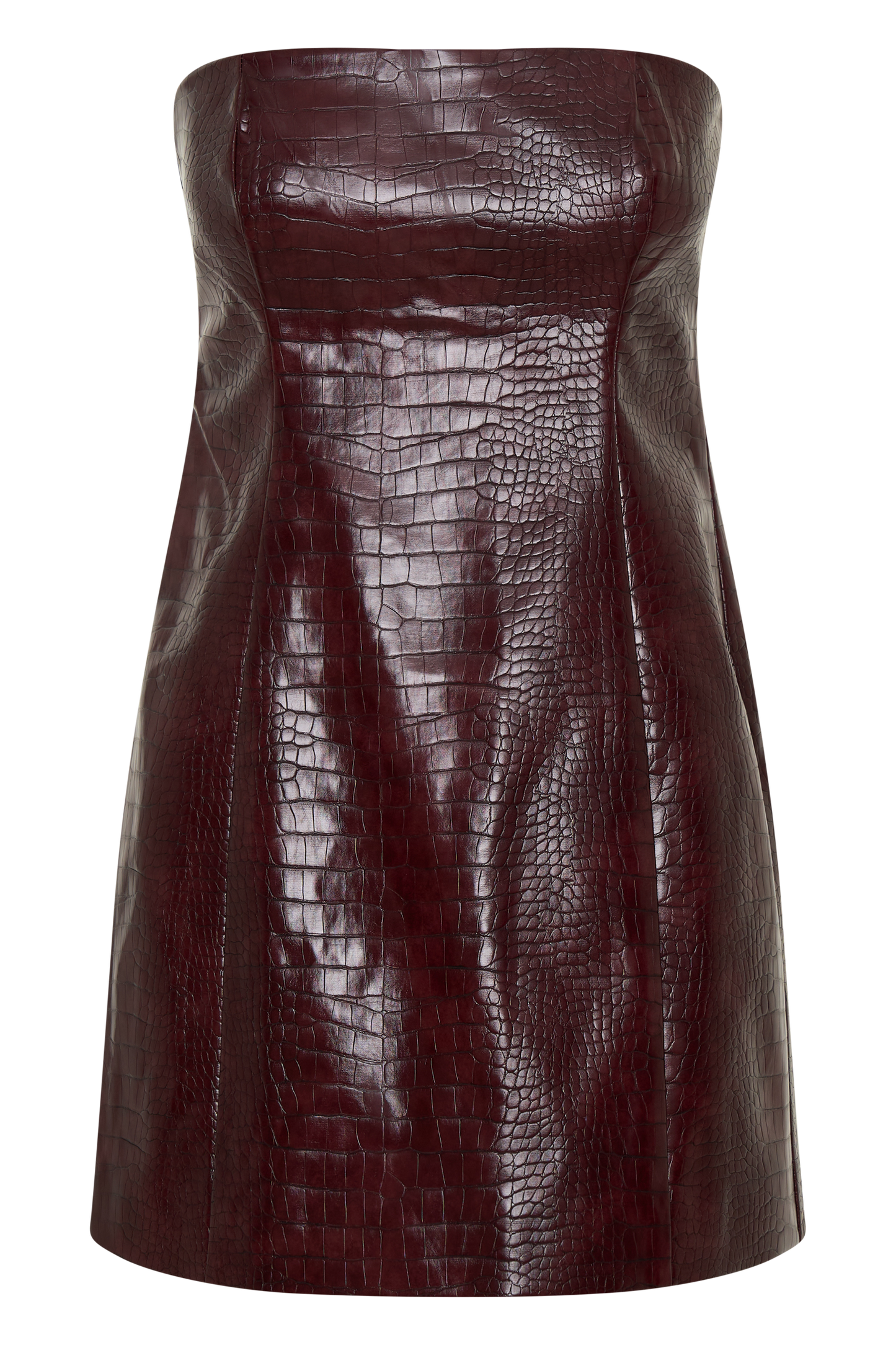 Anouk Faux Leather Strapless Mini Dress - Merlot