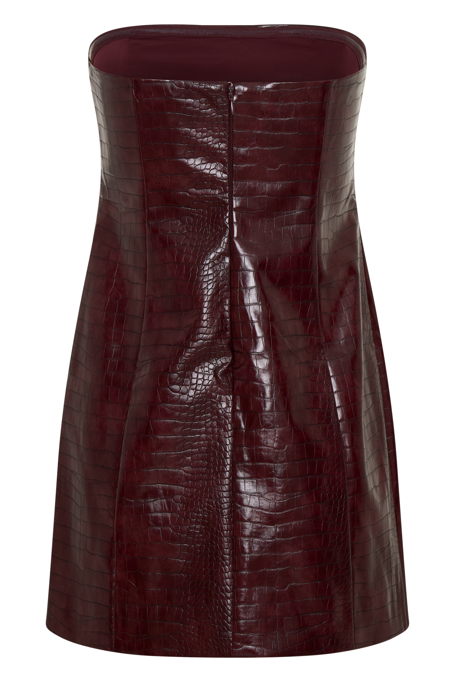 Anouk Faux Leather Strapless Mini Dress - Merlot