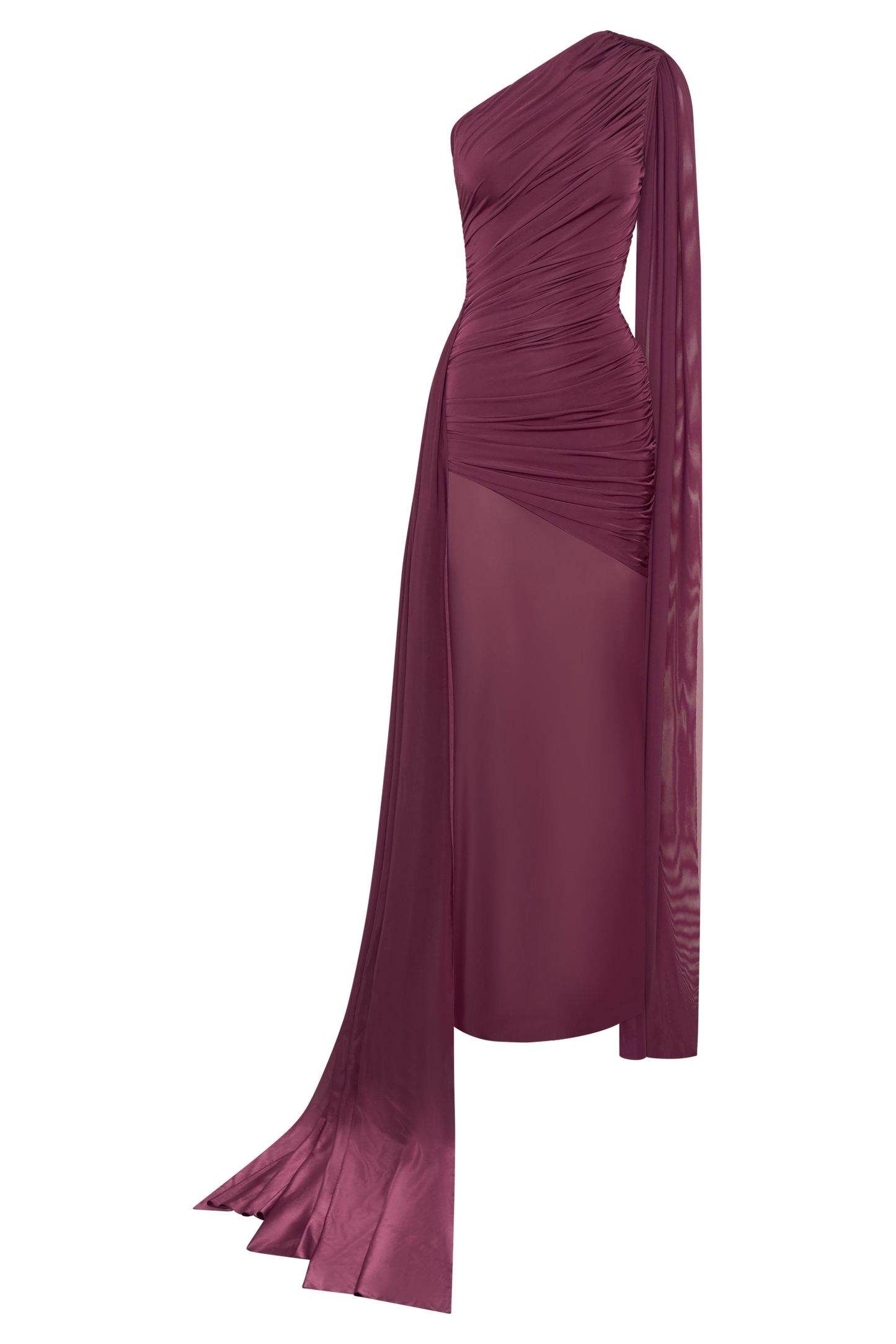 Asher Slinky One Shoulder Maxi Dress - Neutral Plum