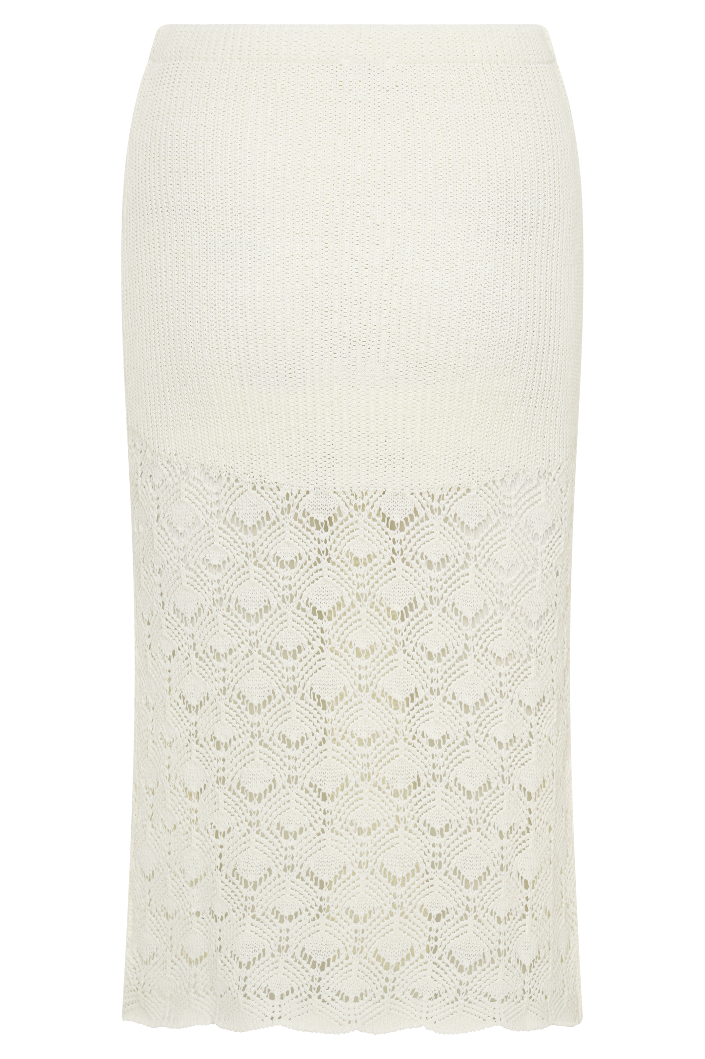 Atlantis Crochet Knit Midi Skirt - White
