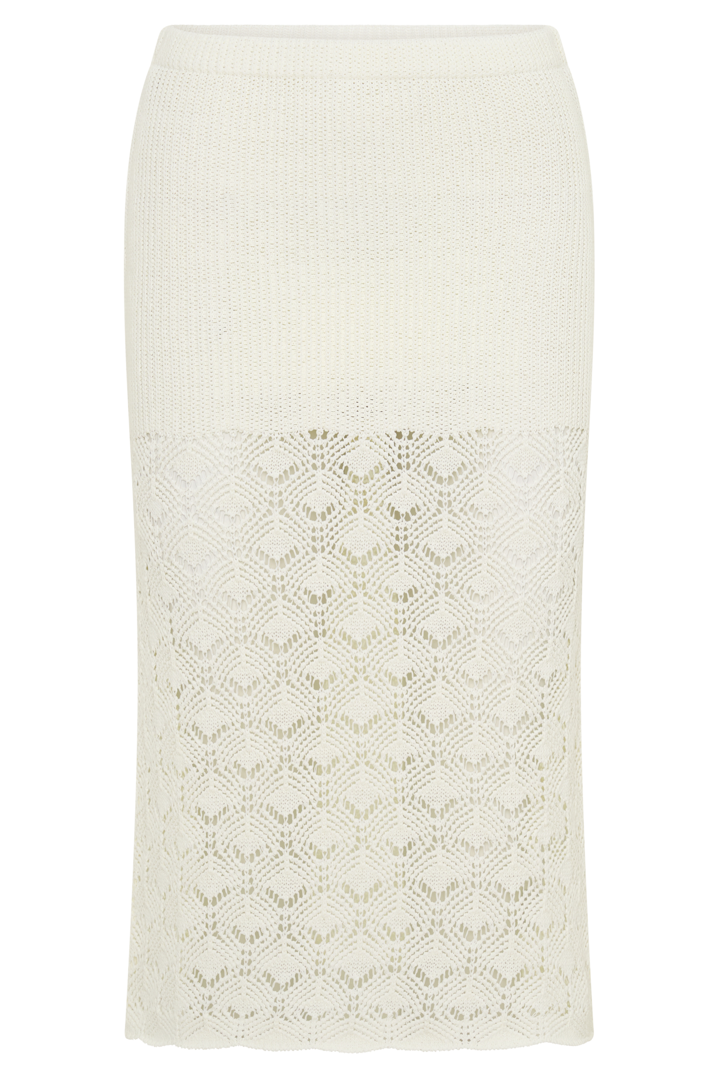 Atlantis Crochet Knit Midi Skirt - White
