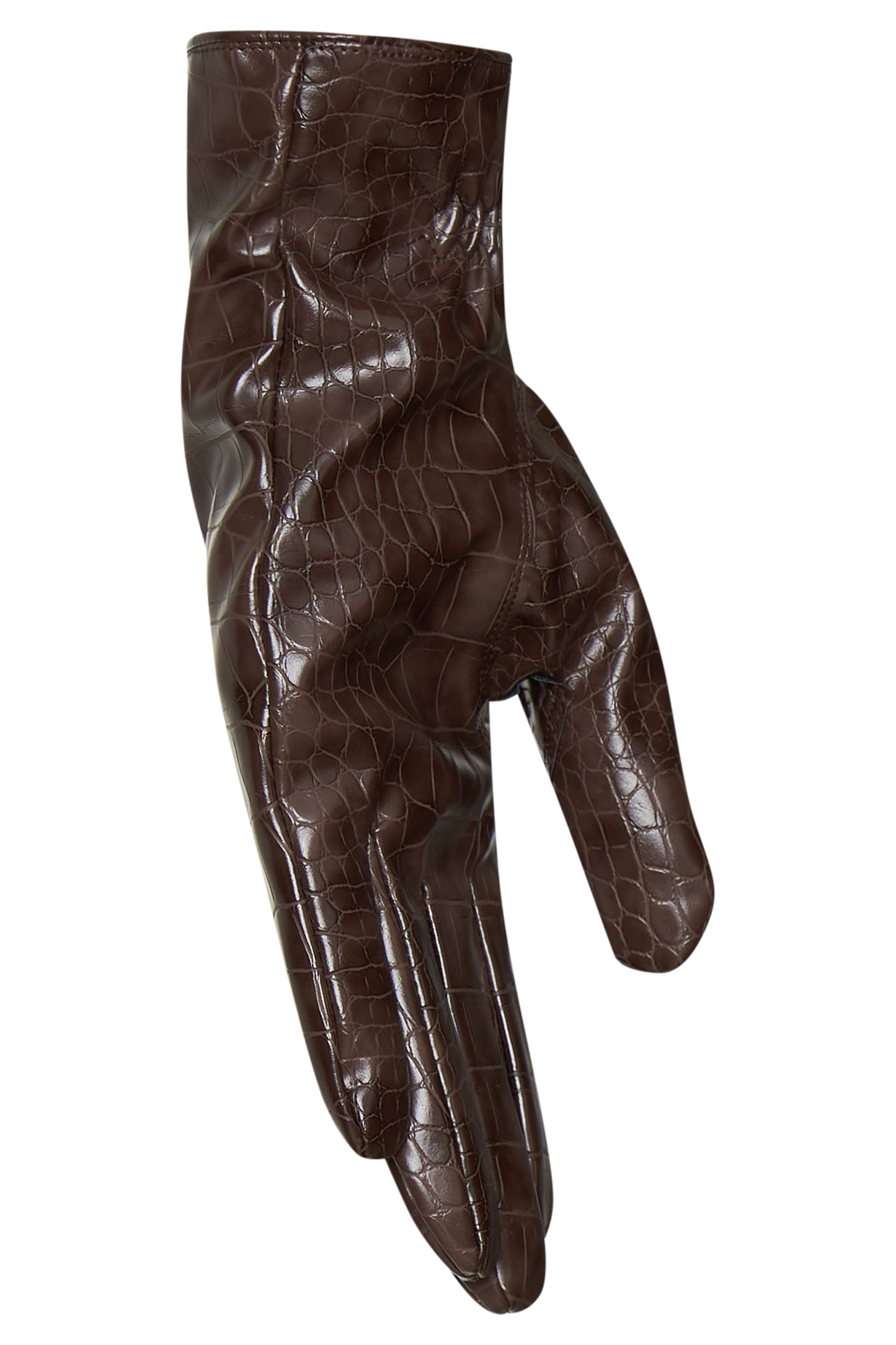 Atlas Faux Leather Crocodile Gloves - Chocolate