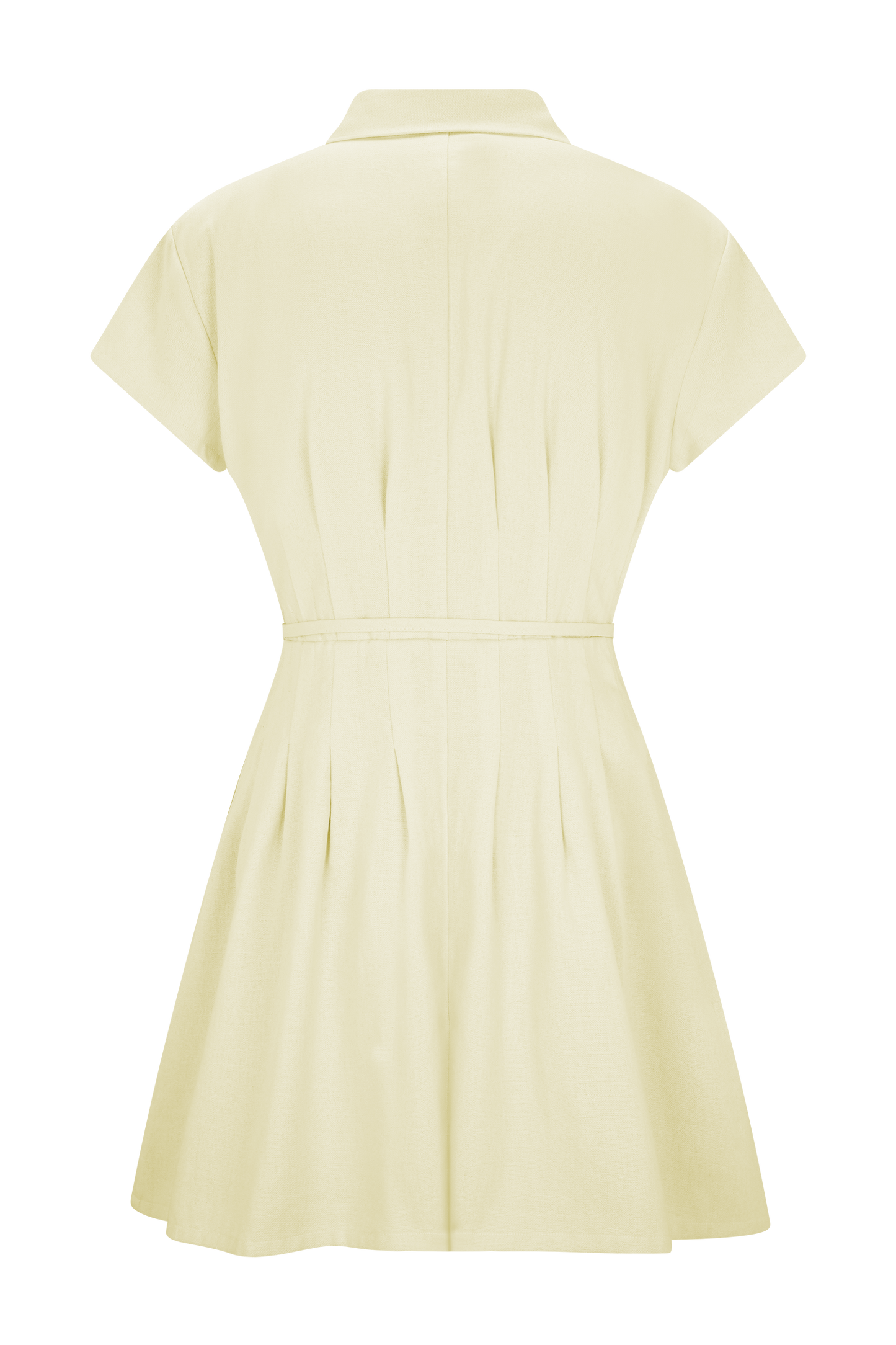 Aysha Buttoned Linen Mini Dress - Lemon