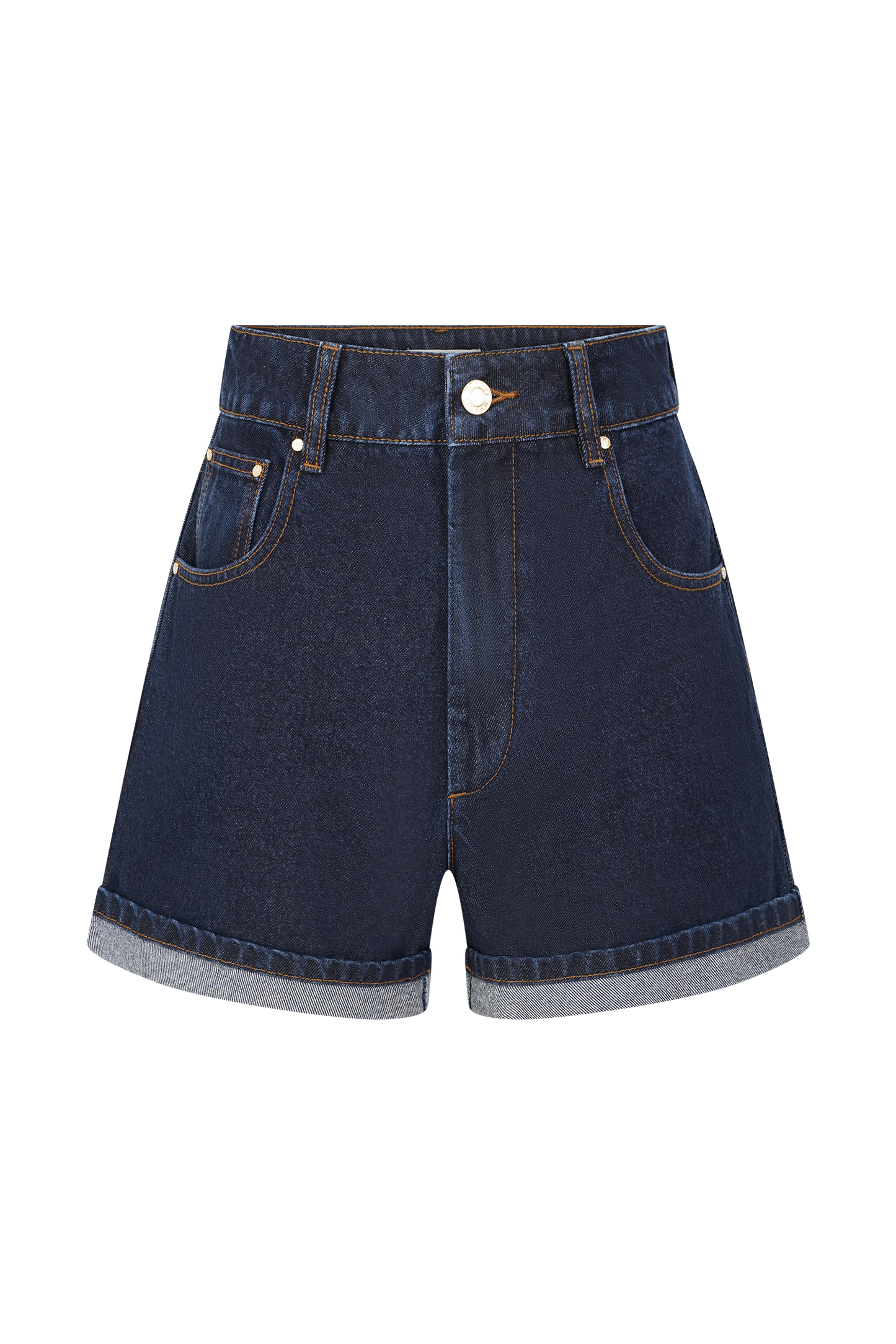 Carlene Cuffed Denim Shorts - Indigo Blue