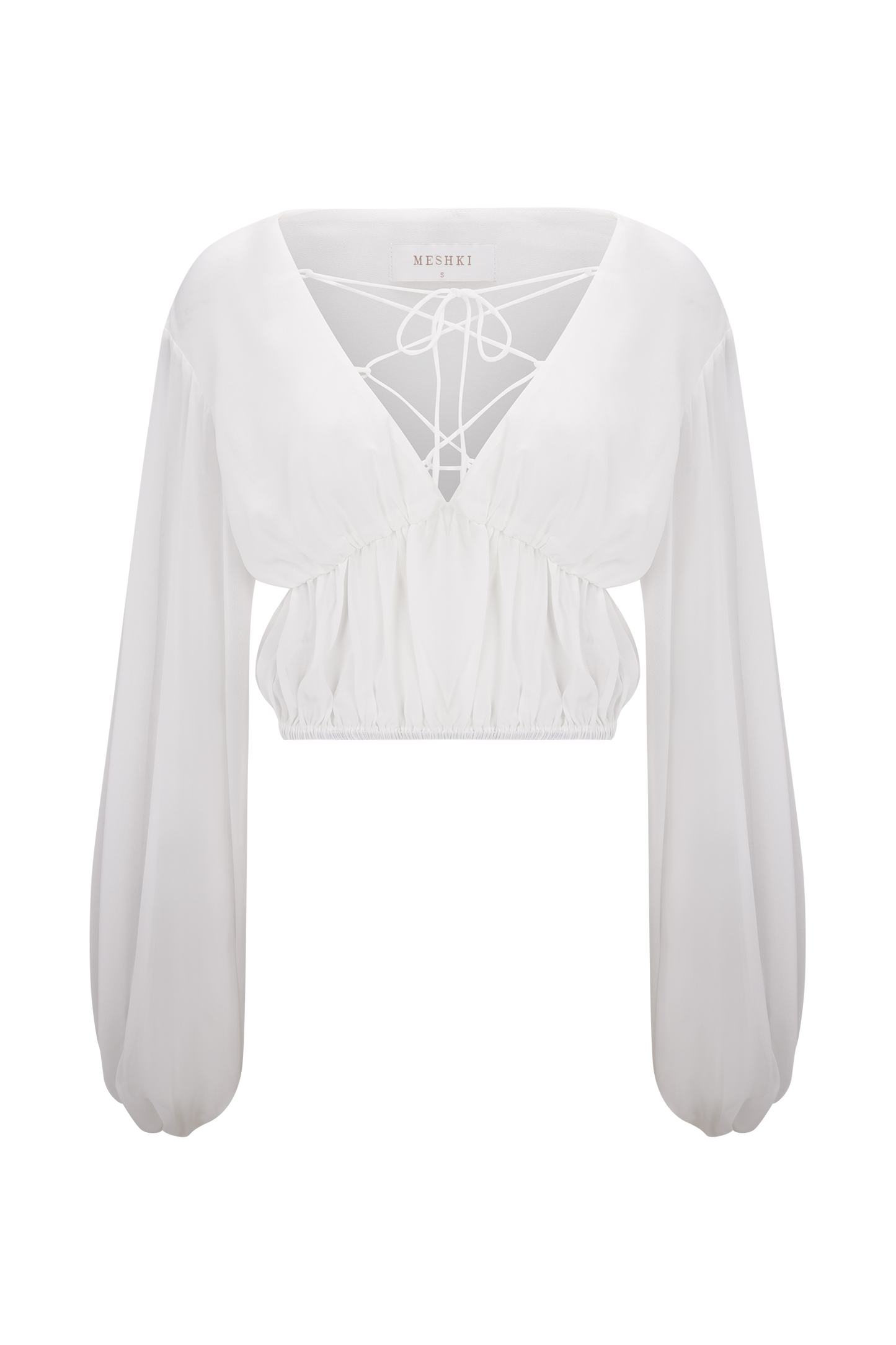 Carlie Chiffon Cross Tie Top - Ivory