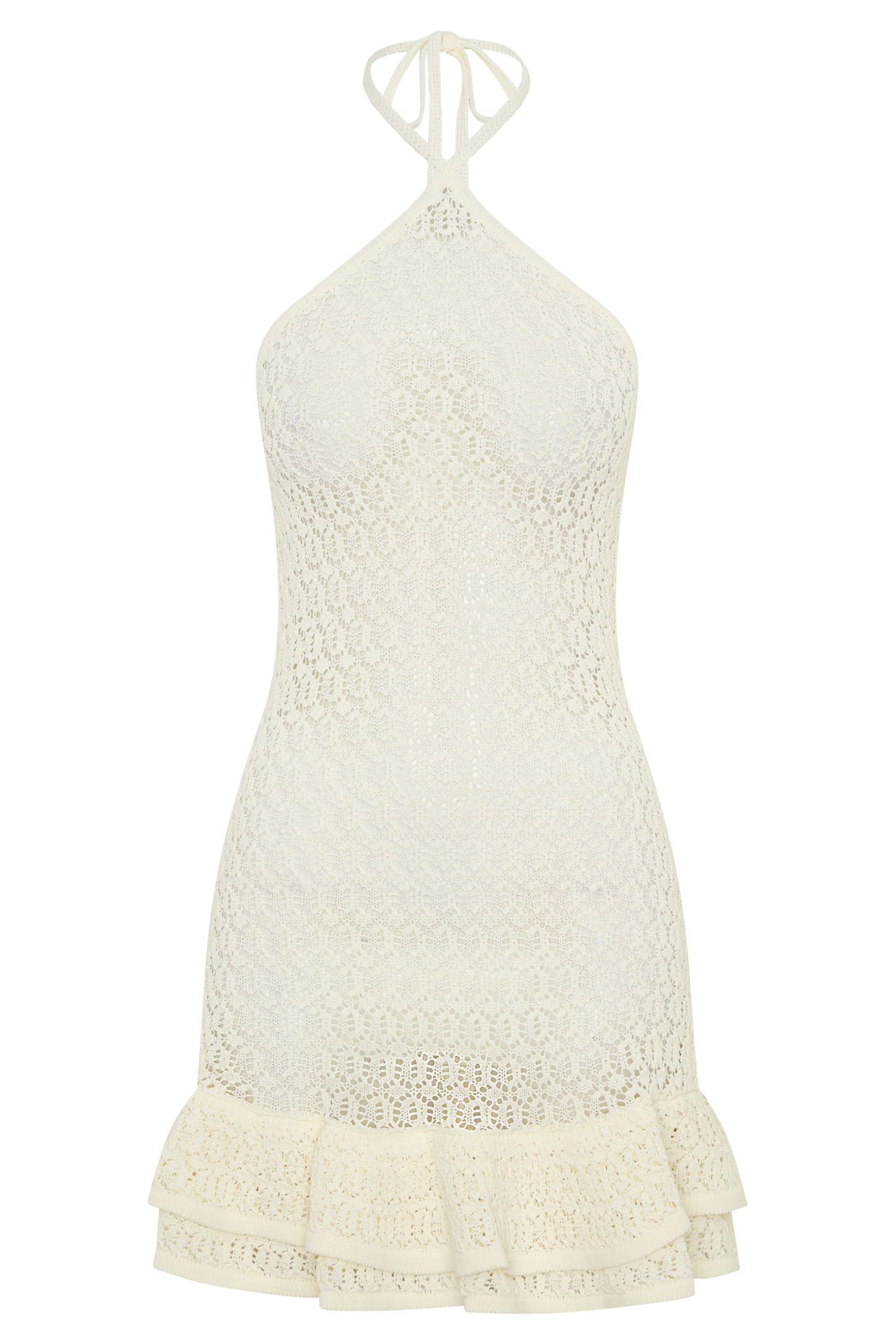Carrisa Crochet Knit Mini Dress - White
