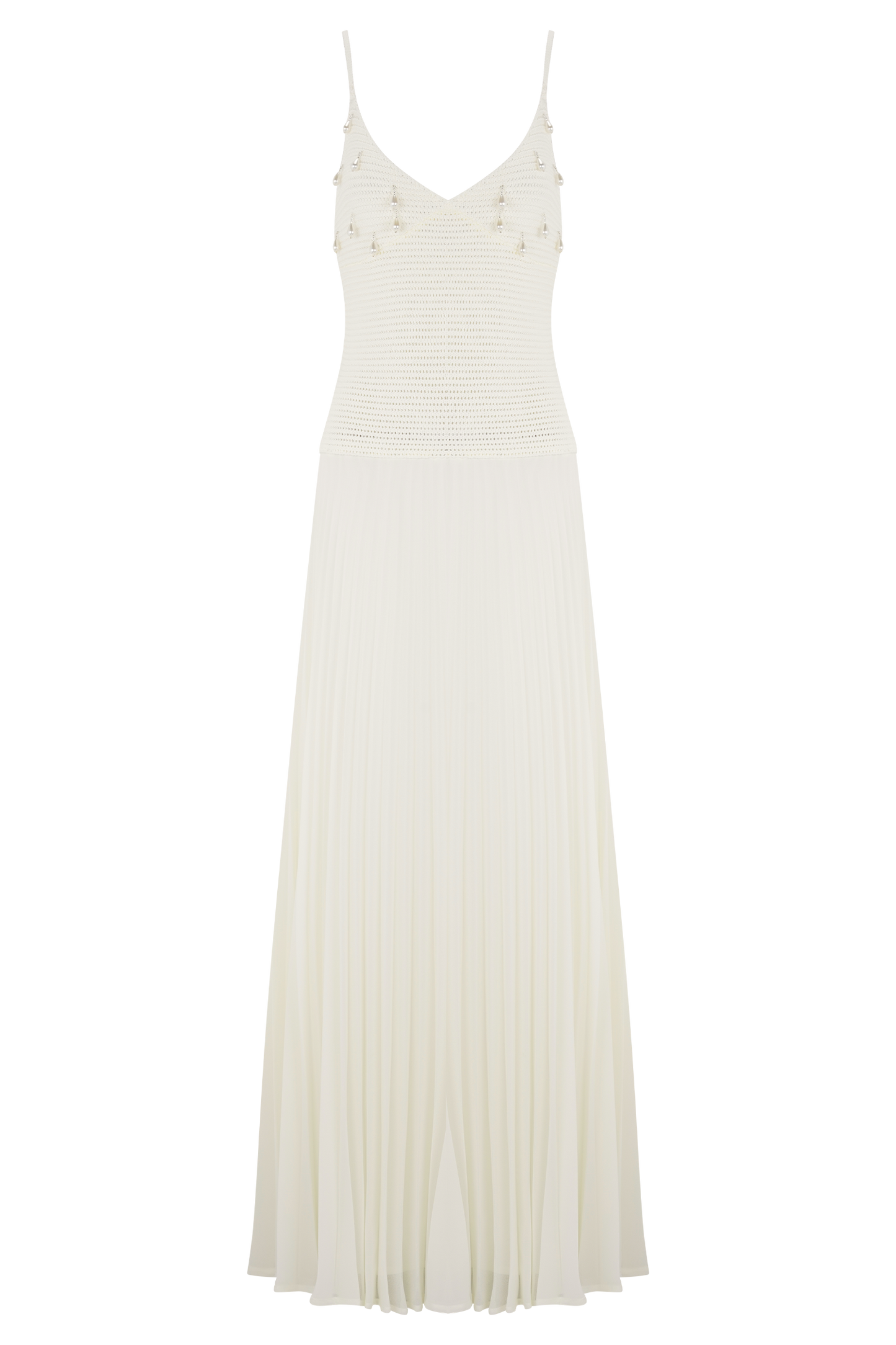Catherine Crochet Pearl Maxi Dress - White