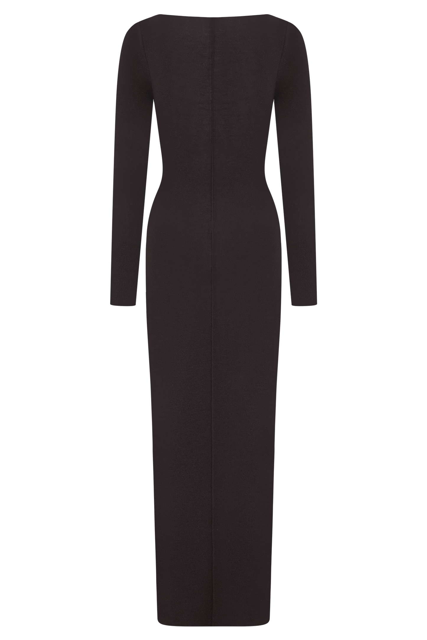 Cleona Merino Wool Ribbed Long Sleeve Maxi Dress - Deep Chocolate