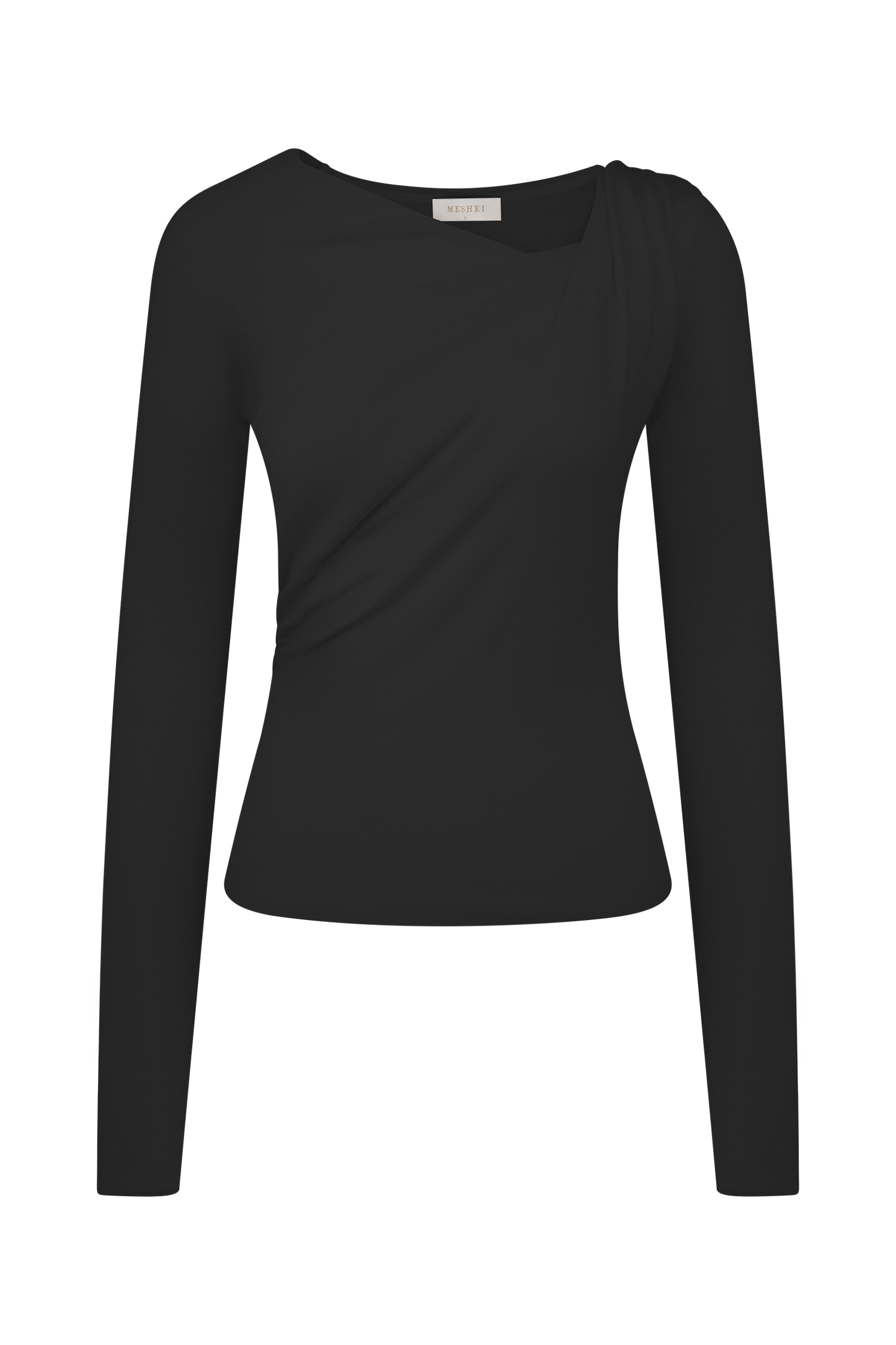Culver Draped Twist Knit Top - Black
