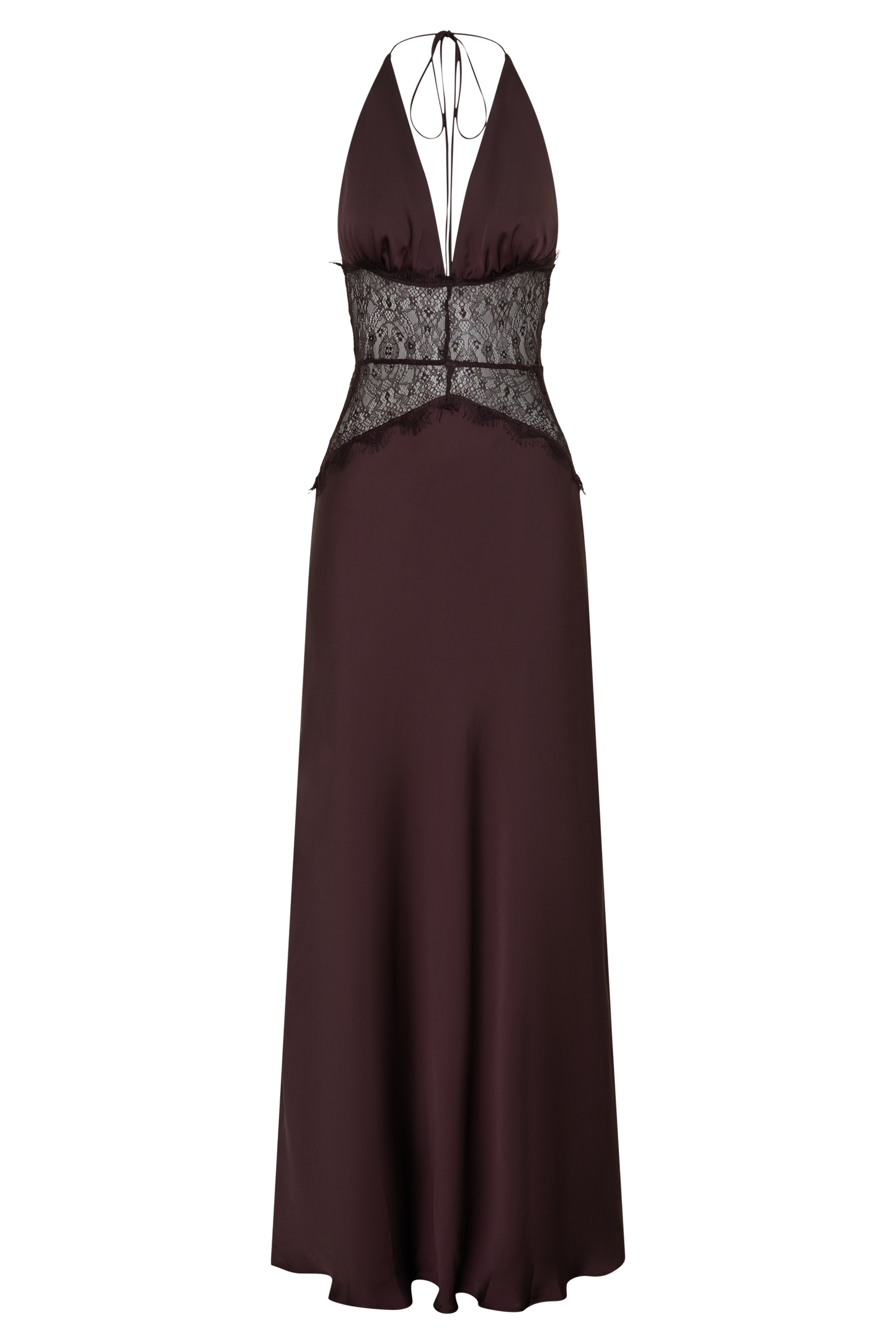 Dinah Lace And Satin Maxi Dress - Chocolate
