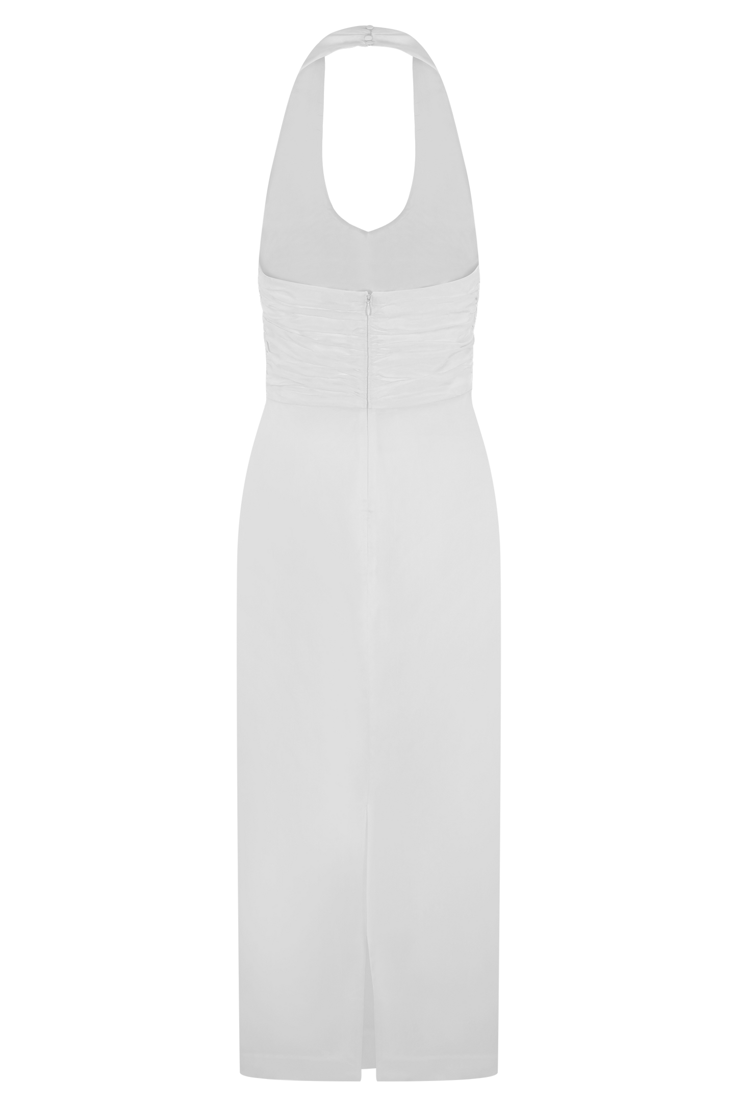 Daniela Ruched Halter Midi Dress - White
