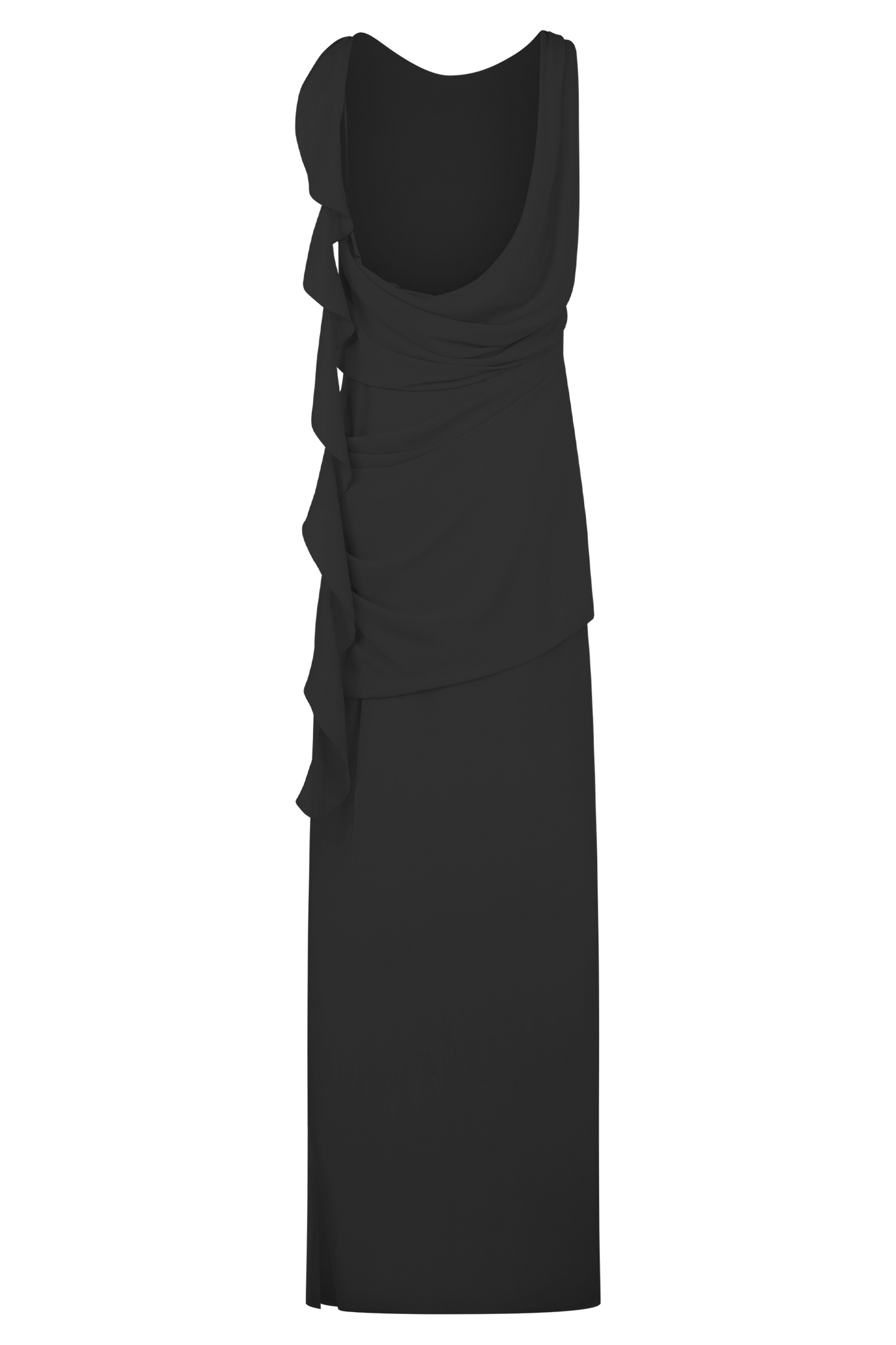 Daria Draped Chiffon Maxi Dress - Black