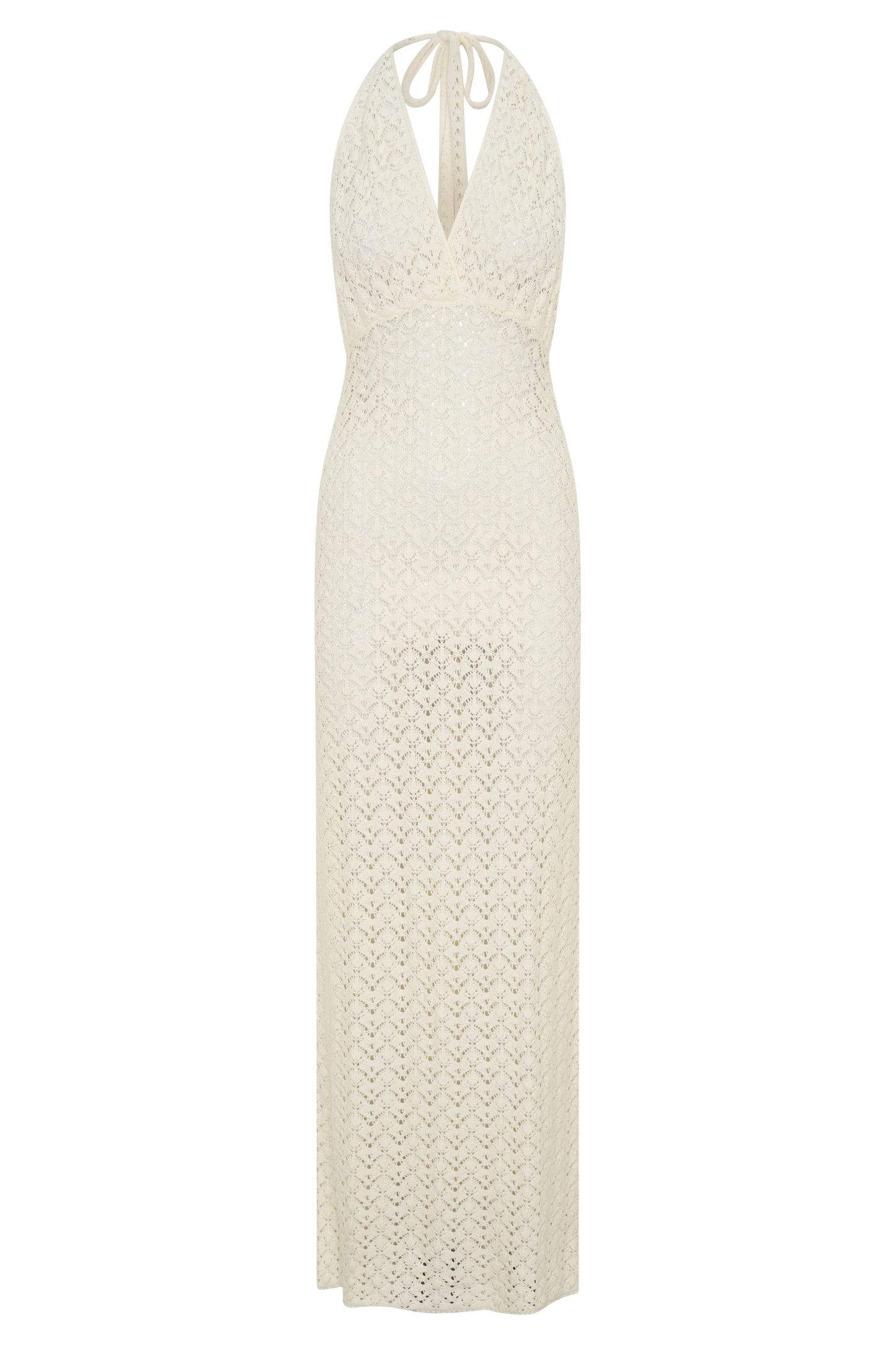 Deeliah Halterneck Crochet Maxi Dress - Ivory