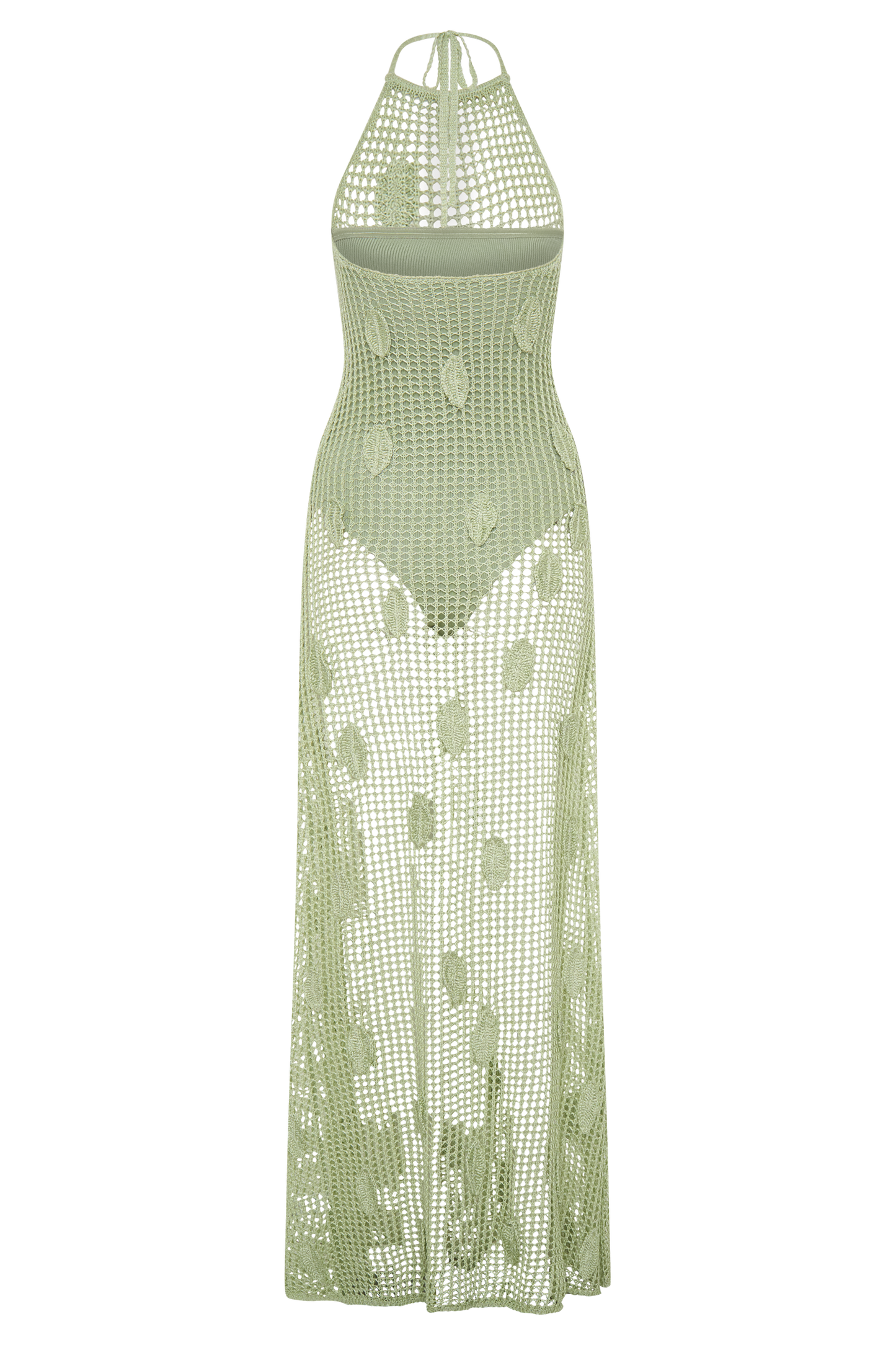 Elfie Crochet Halter Maxi Dress - Pastel Green