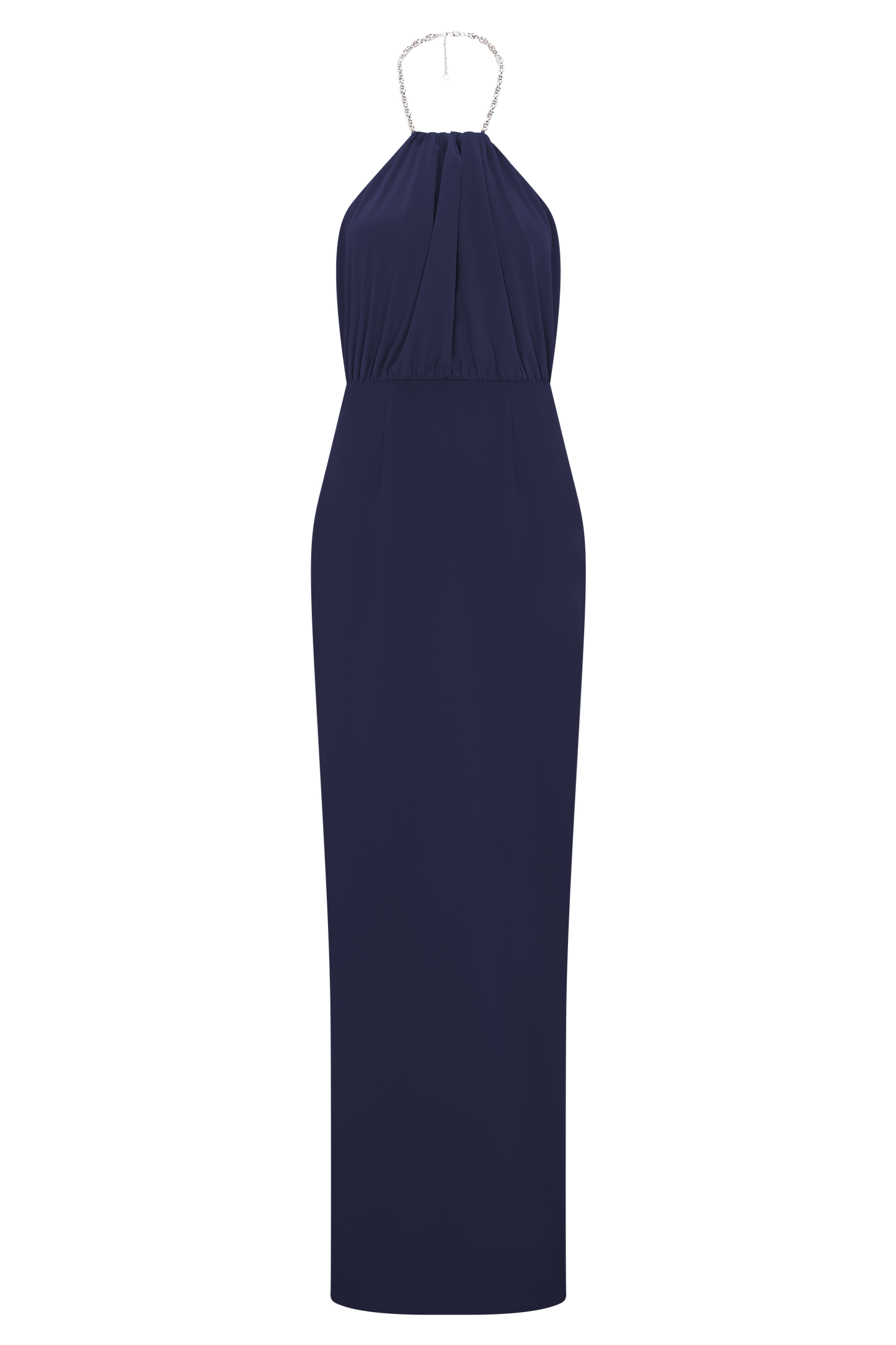 Elina Satin Necklace Maxi Dress - Navy