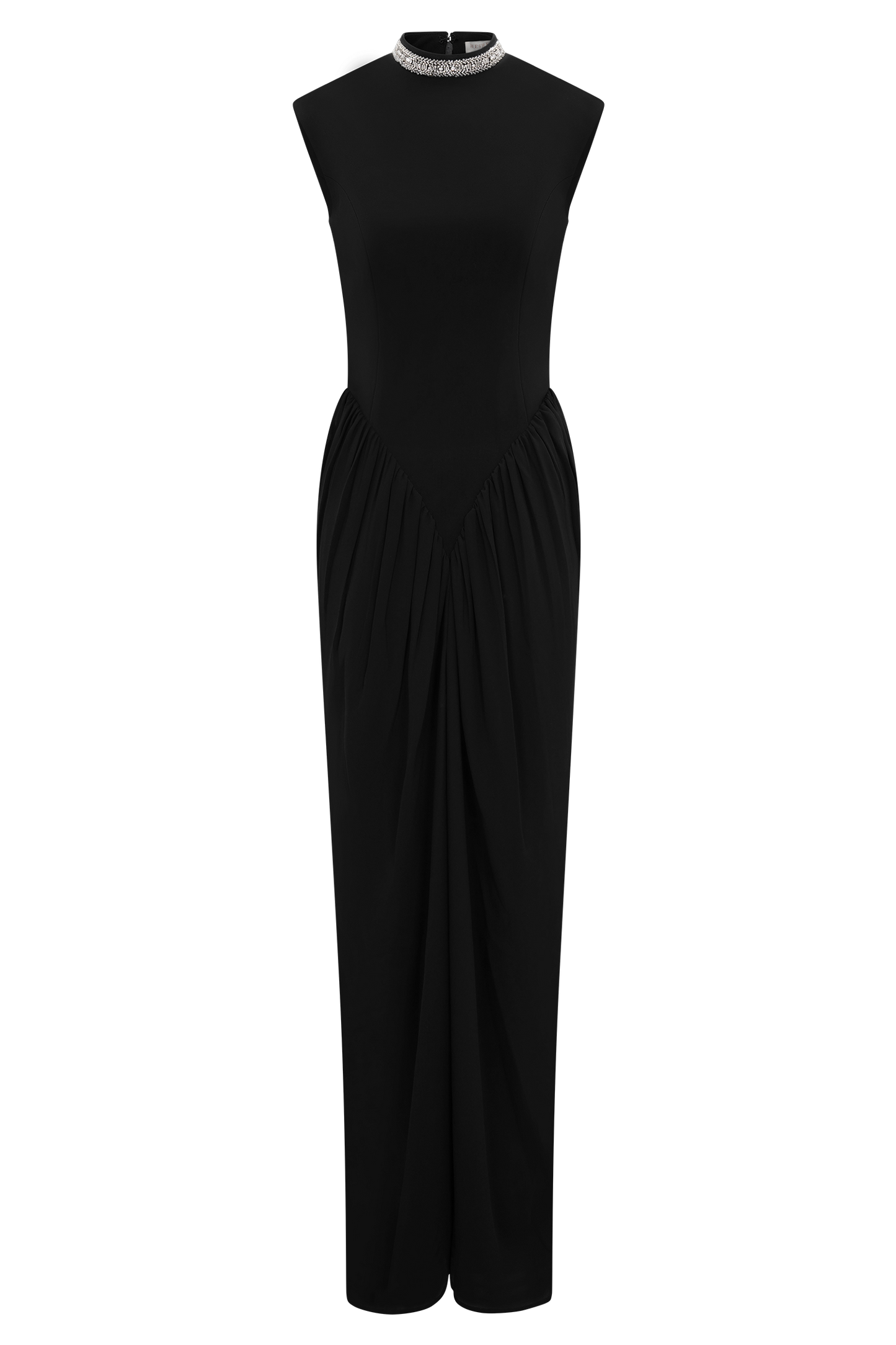 Elisa Diamante Neck Maxi Dress - Black