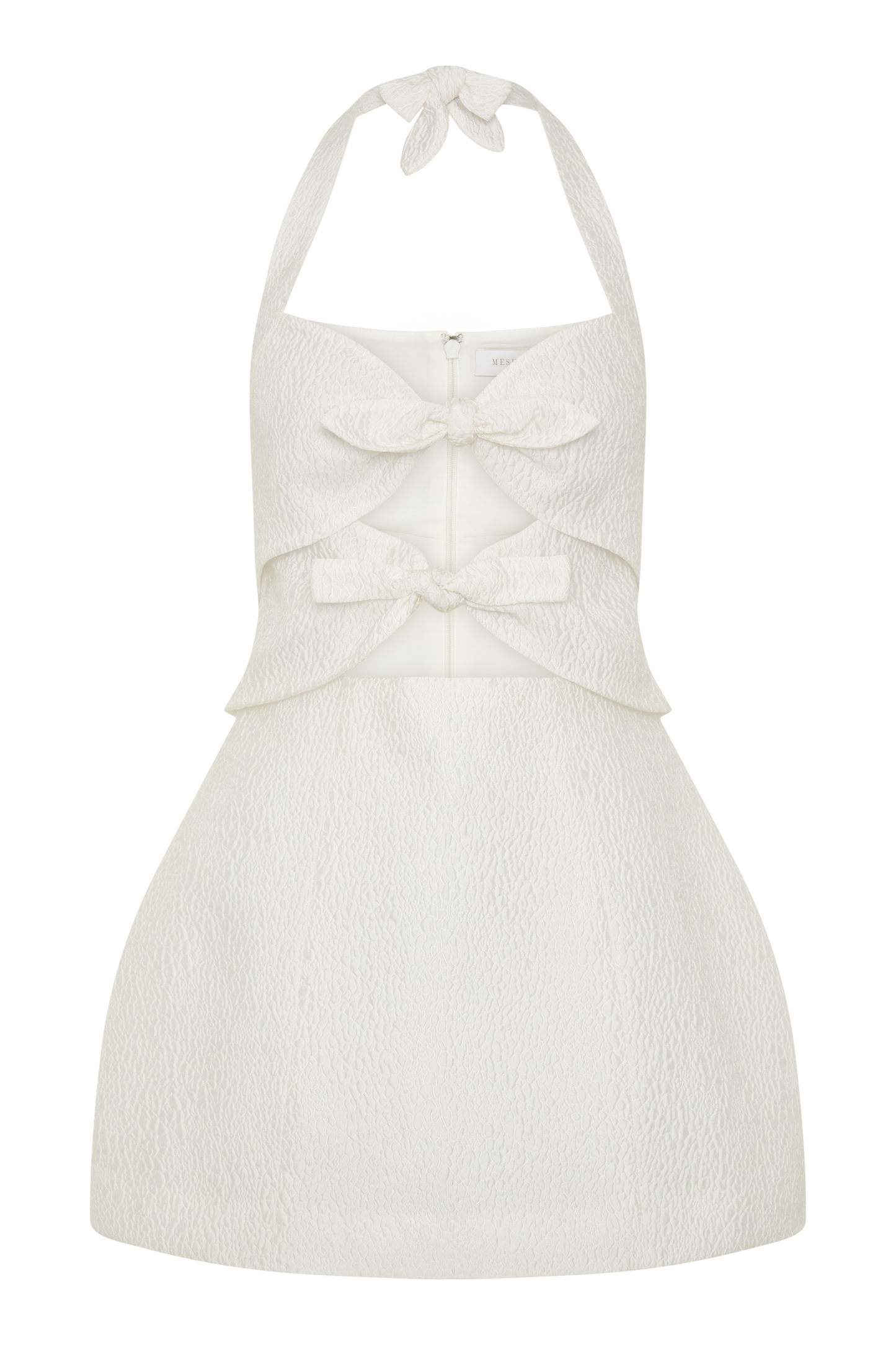 Ella Bow Detail Halter Mini Dress - White