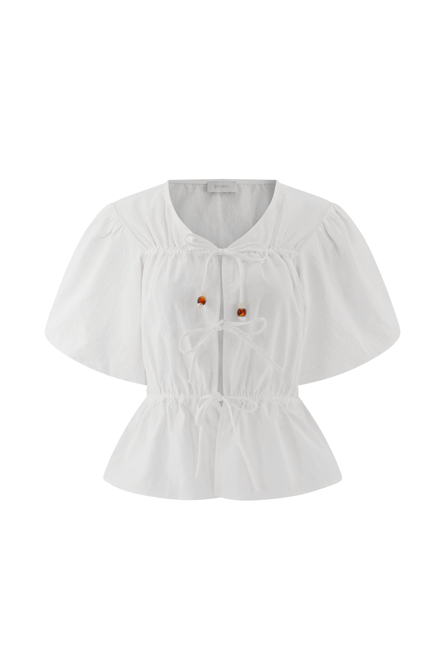 Emilie Puff Sleeve Cotton Top - White