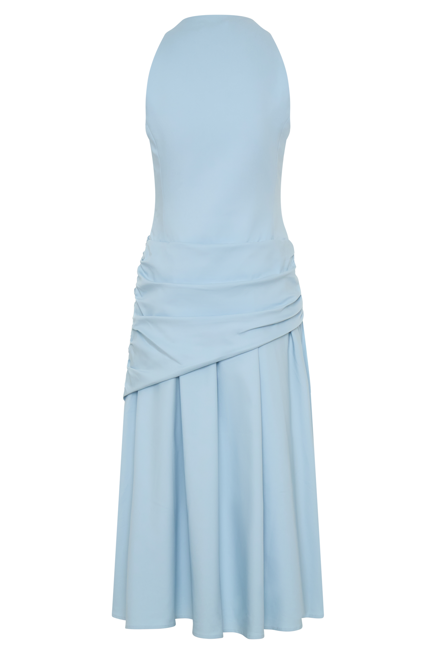Emily Wrapped Waist Midi Dress - Sky Blue