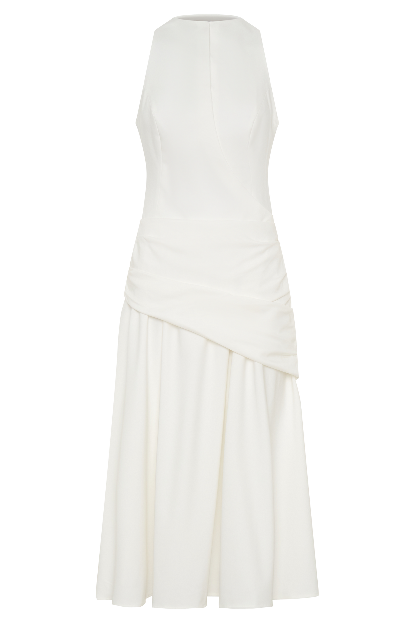 Emily Wrapped Waist Midi Dress - White